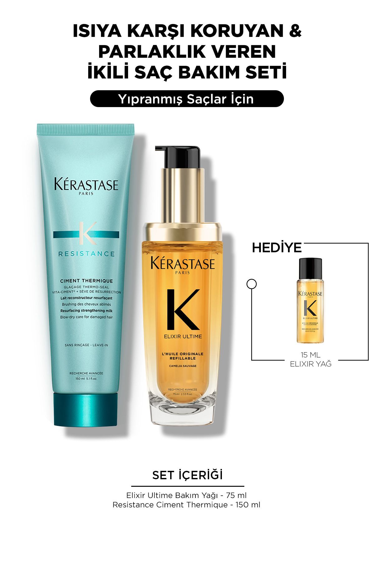 ست مراقبت از موی دوتایی که موها را براق تر و براق تر می کند Demb.879 Kerastase