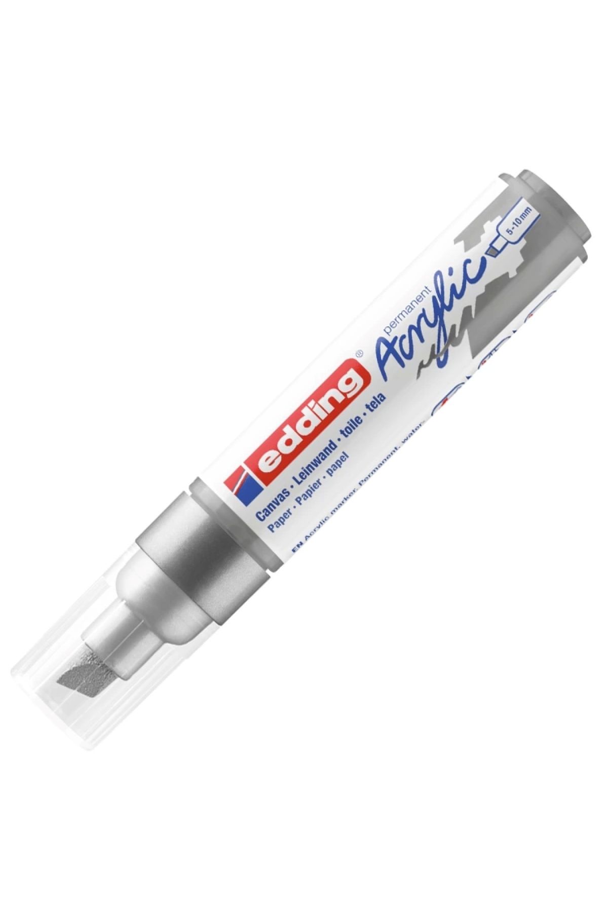 Edding-Eddıng 5000 No:923 Acrylic Pen Thick Tip 5-10mm Cut Point Silver 3