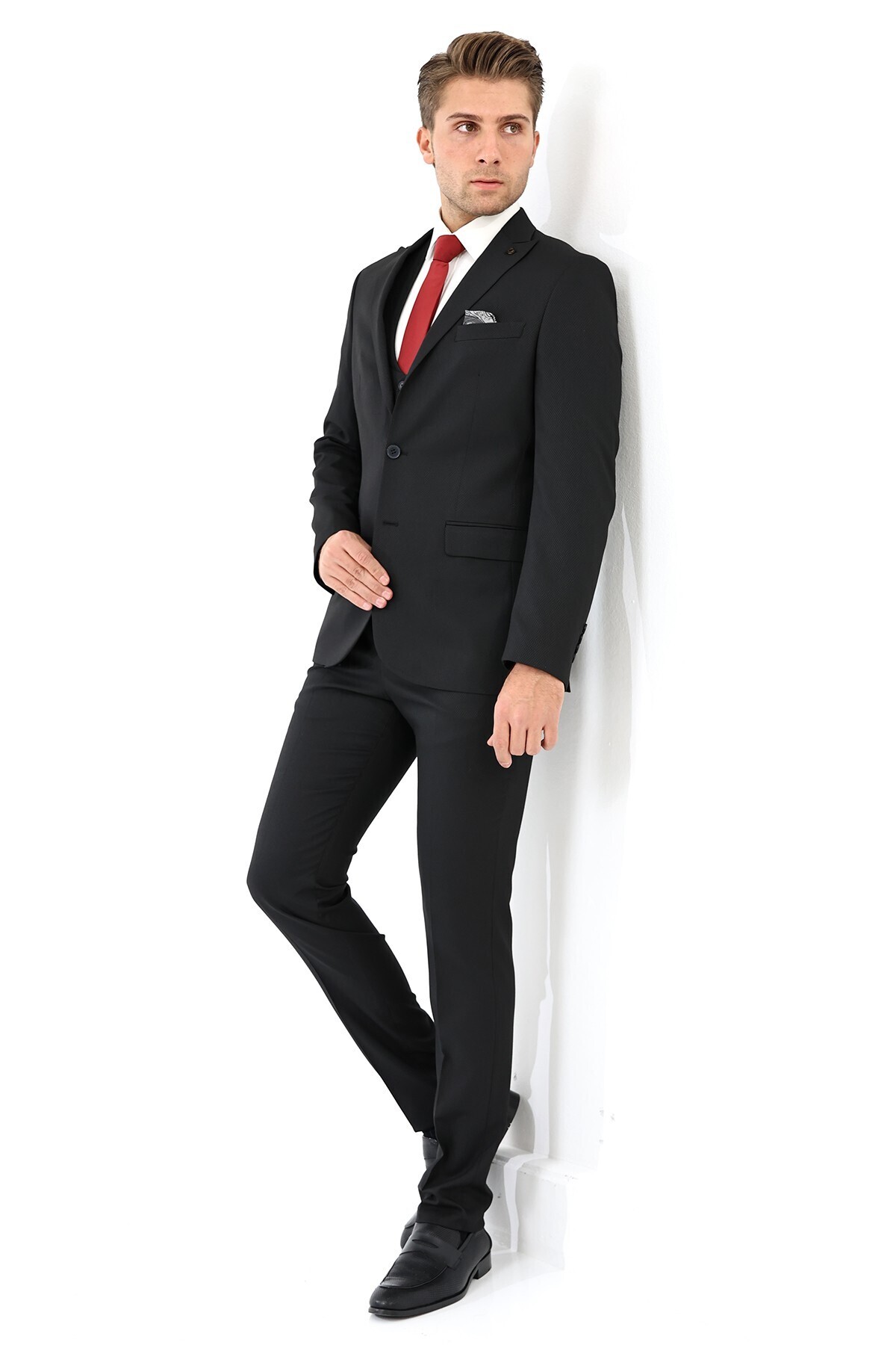 Presto-بدلة سترة Slimfit باللون الأسود - 6 Drop 778-001 2
