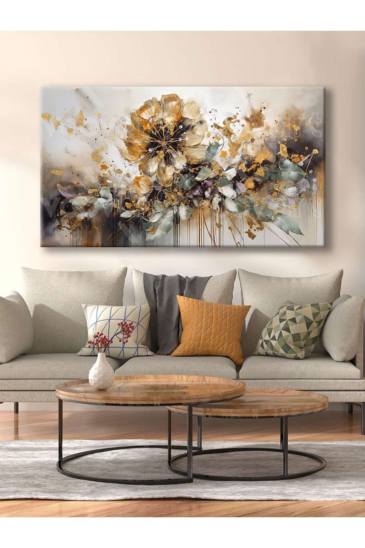 Vividale Abstract Flower Dekoratif Kanvas Tablo - Voov2495