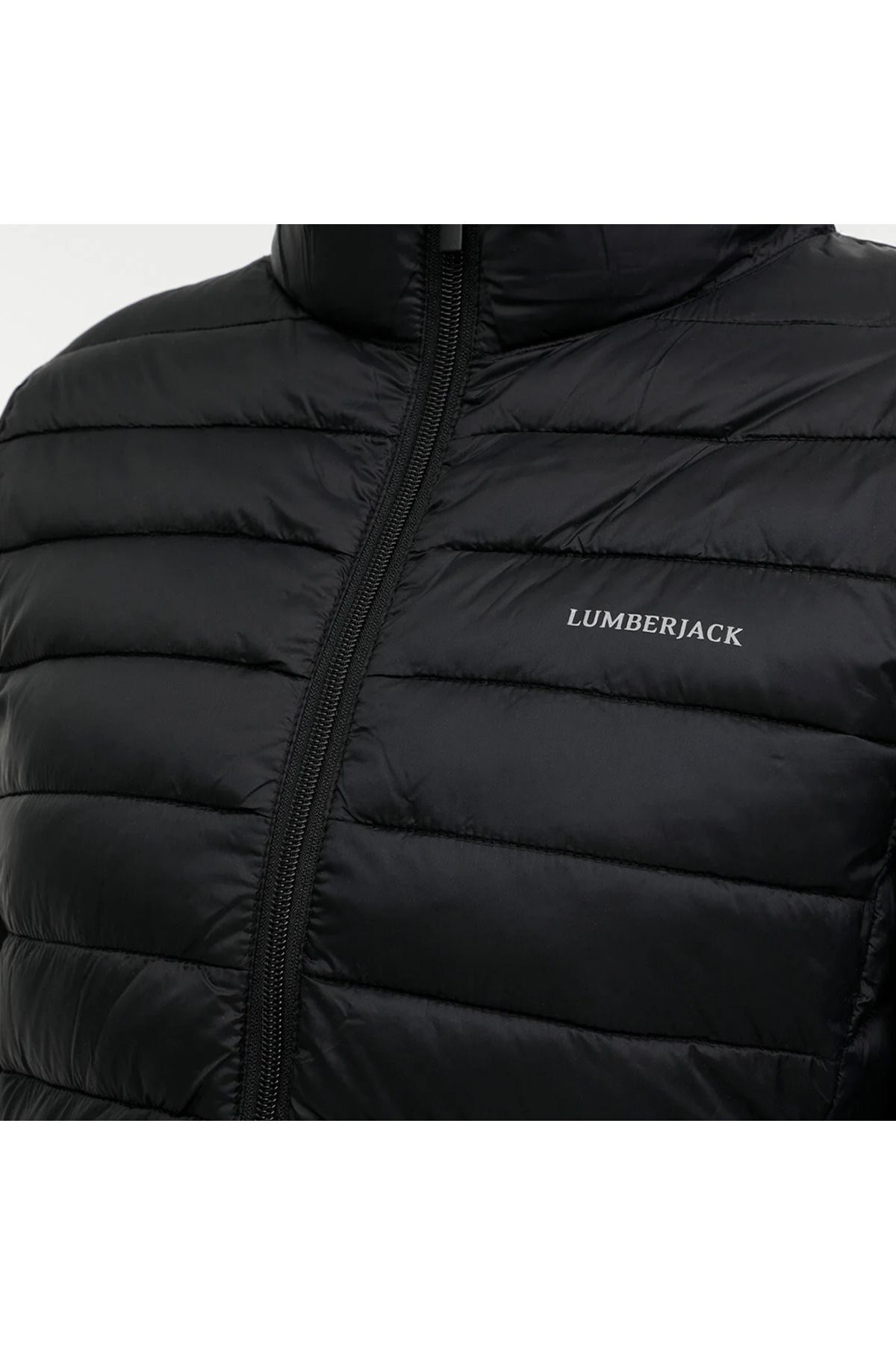 lumberjack-Palton de damă, negru, căptușit cu guler vertical 3