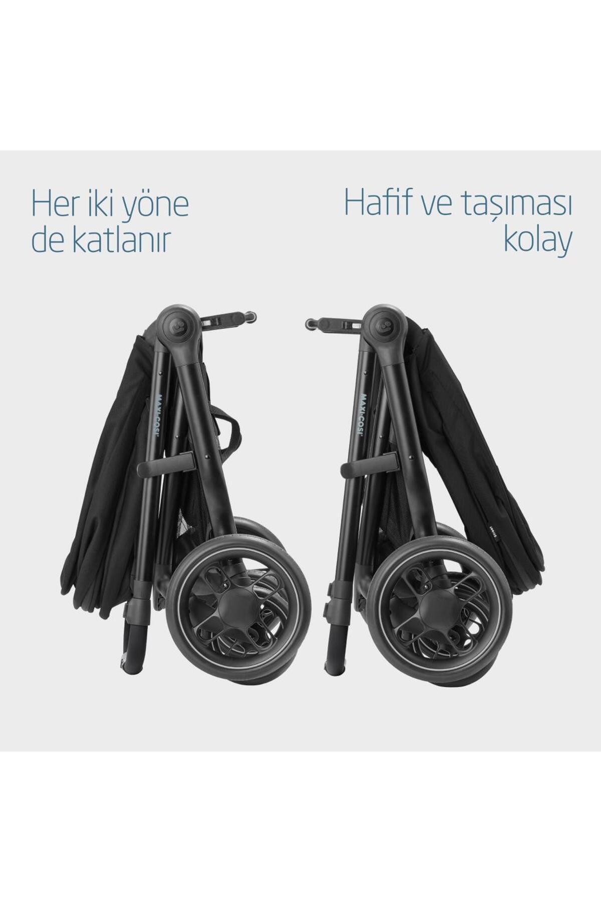 Maxi-Cosi Maxi Cosi Street Ekstra Portbebeli Tek Elle Katlanabilen Bebek Arabası Essential Black fotoğrafı 7 (önizleme)
