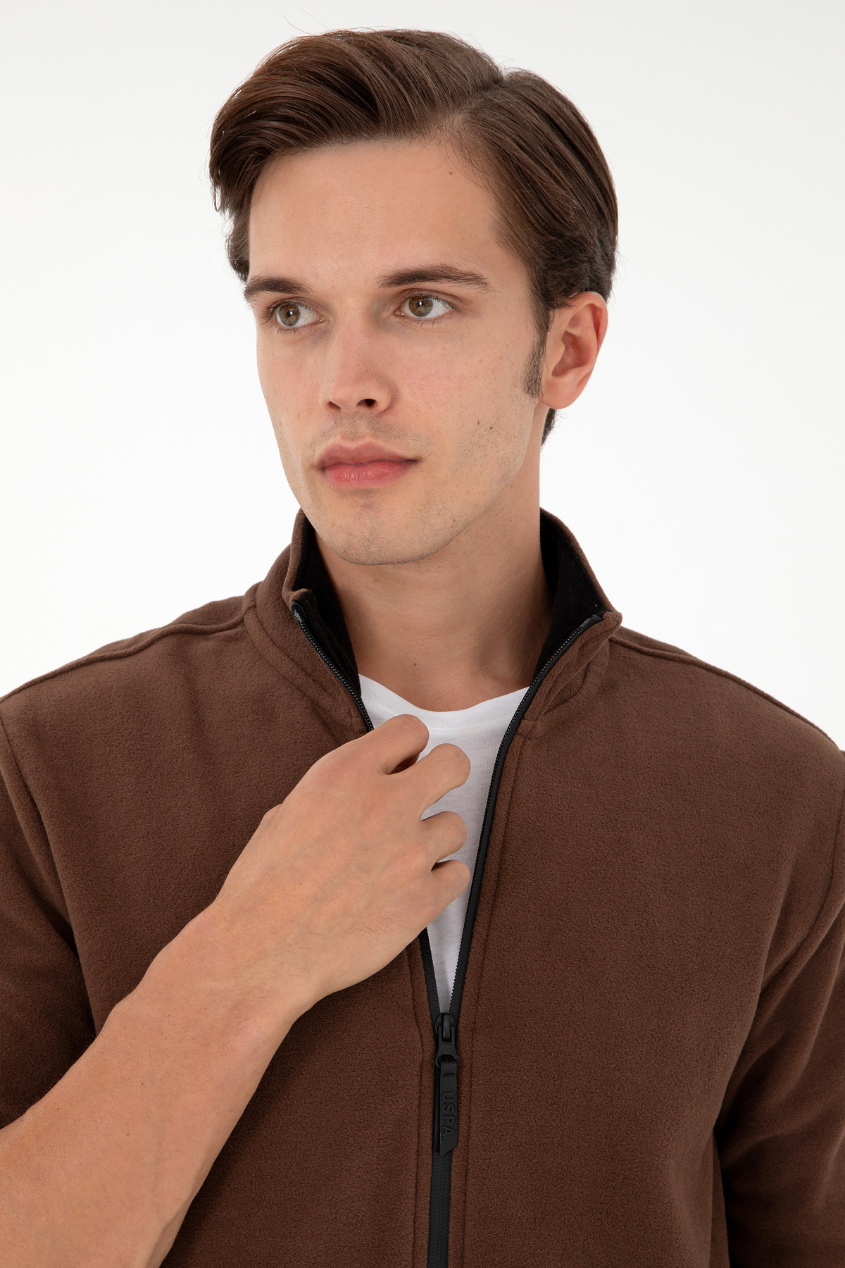 U.S. Polo Assn.-Men's Brown Basic Fleece Cardigan 50298066-Vr029 2