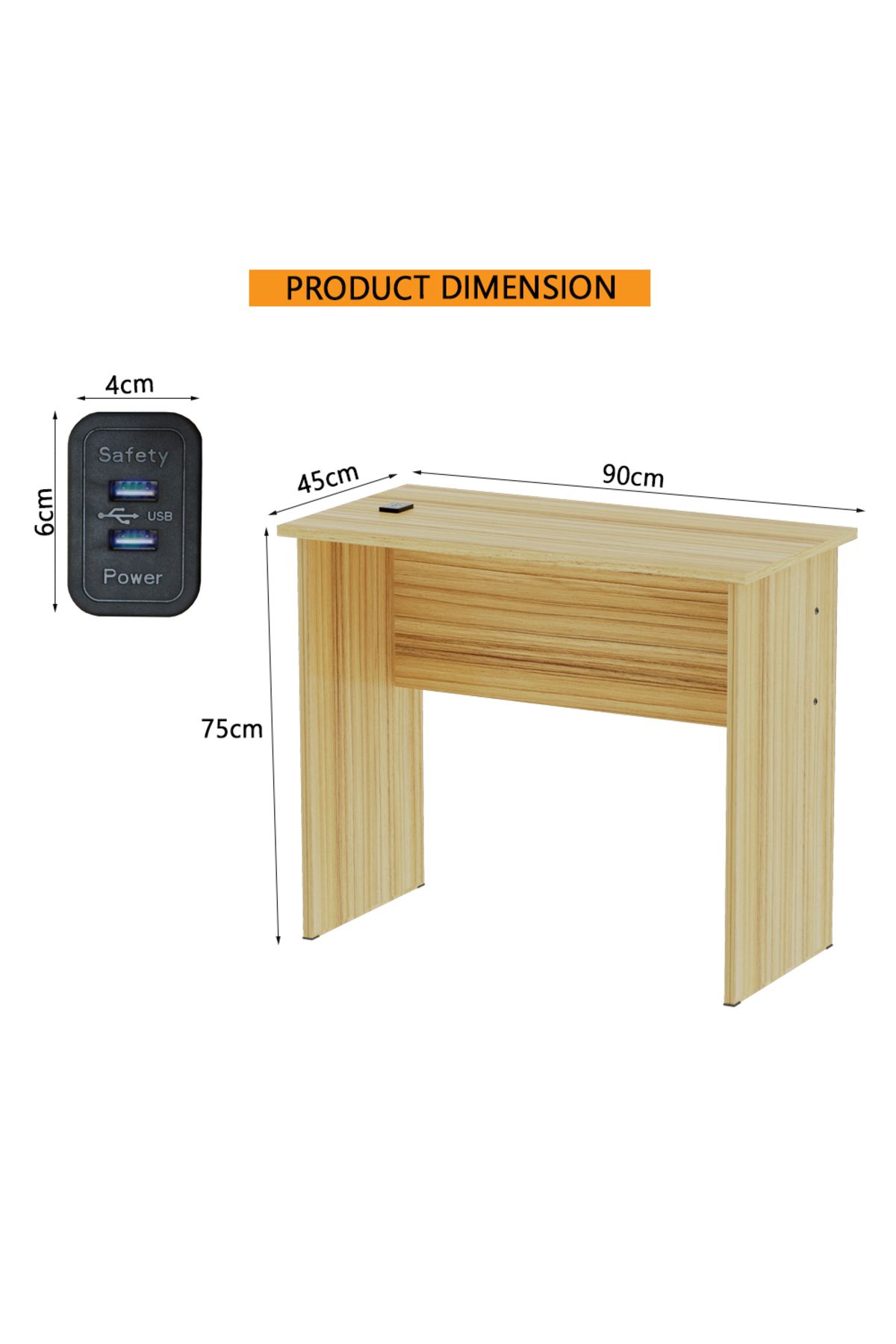 Mahmayi-Modern MP1 Study Table, 90x45 with Black BS02 Desktop Socket with USB A/C Port Coco Bolo 2