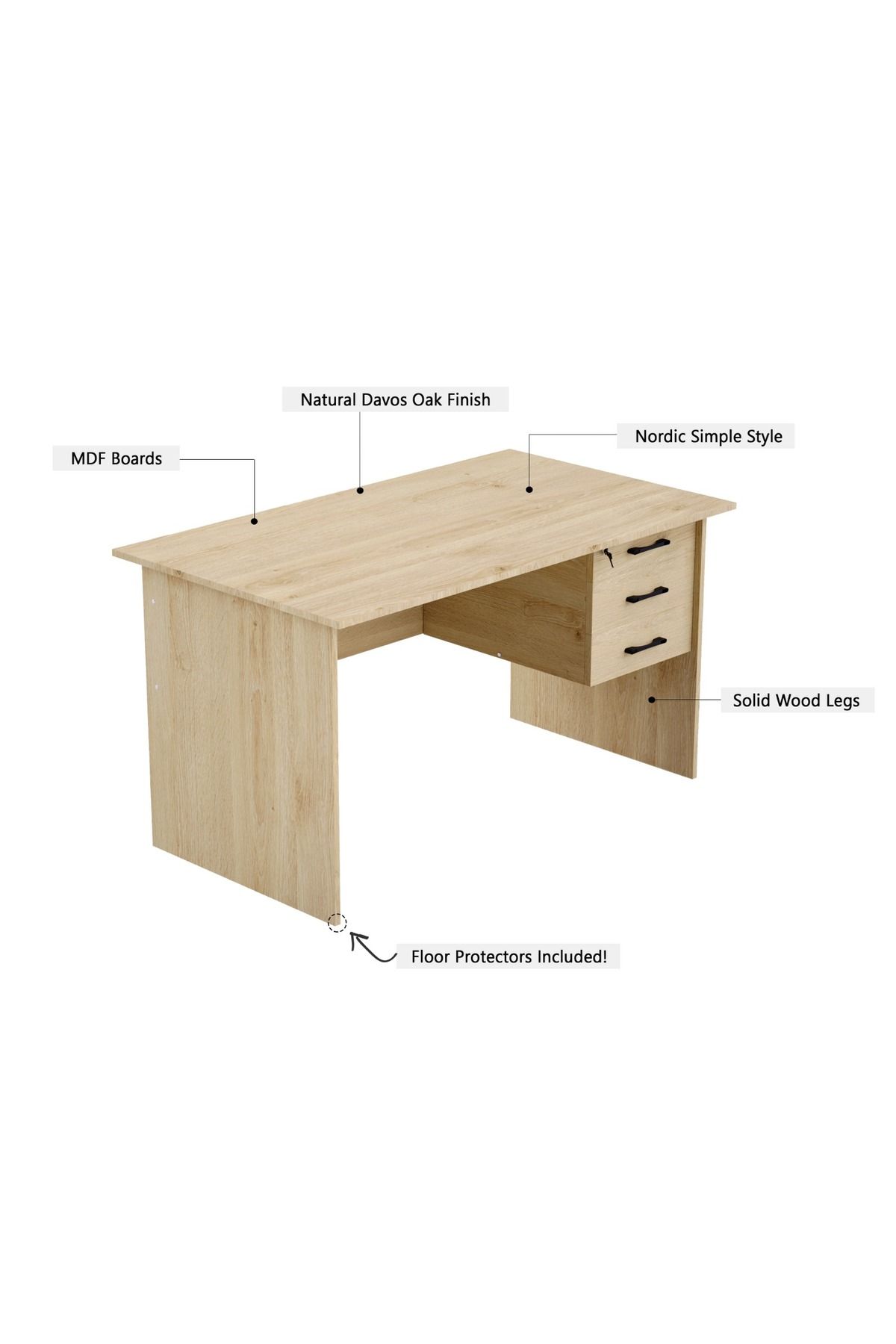 Mahmayi-Desk variation for Home Office Computer Use (Oak) 2