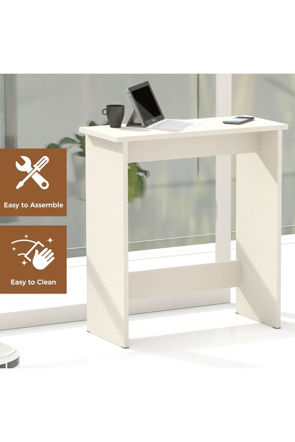 Mahmayi-Study Desk with Foot Rest Support, Executive Desks Ideal for Home and Office - Light Grey 4