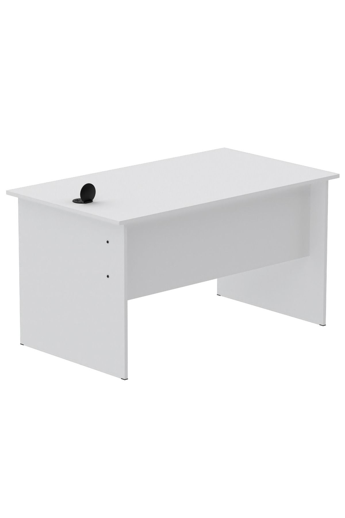 Mahmayi-Modern Writing Study Table With Hanging Pedestal Attached And Round Desktop Power Module - White 6