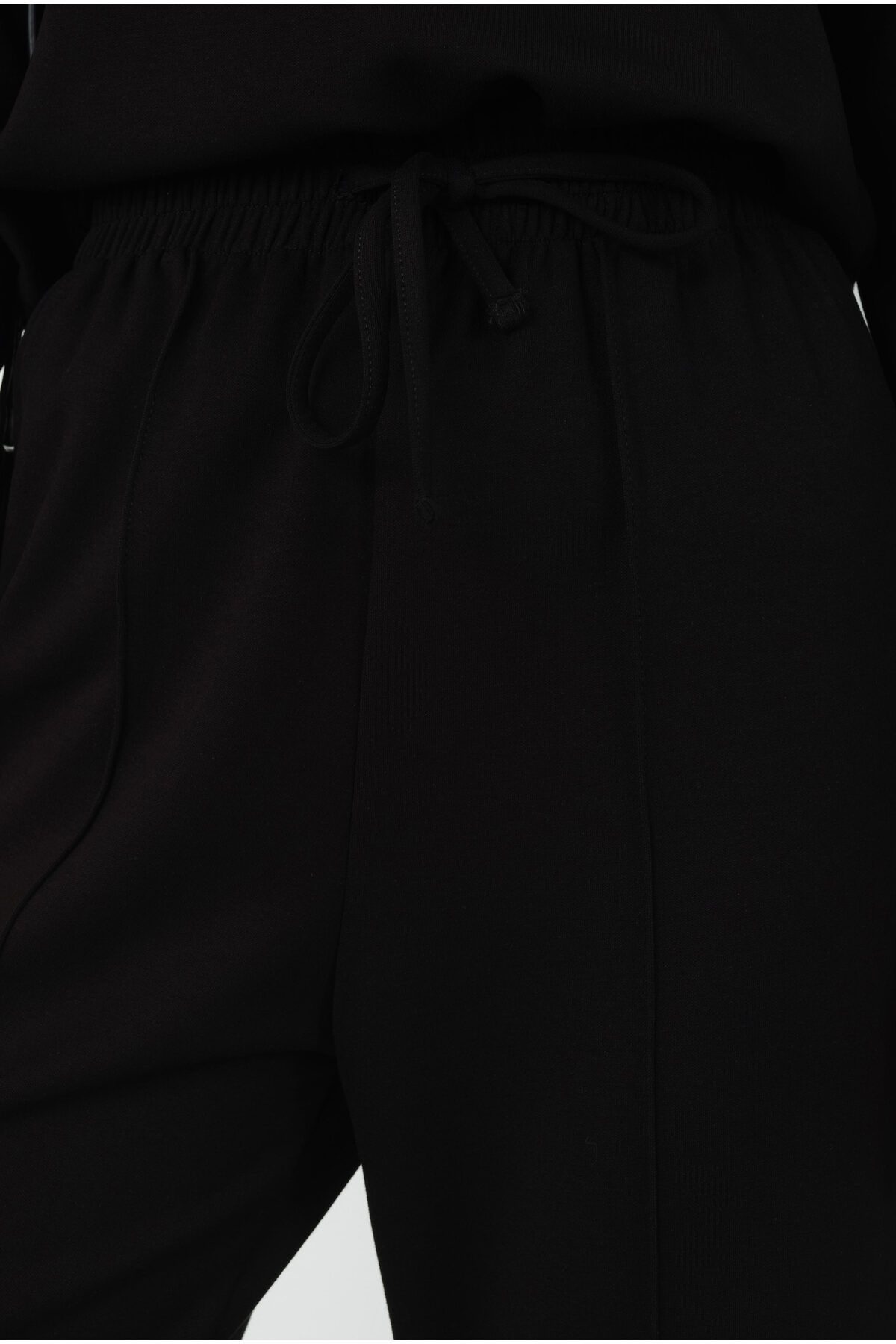 HEQA-Black Modal Trousers - Front Stitched 3