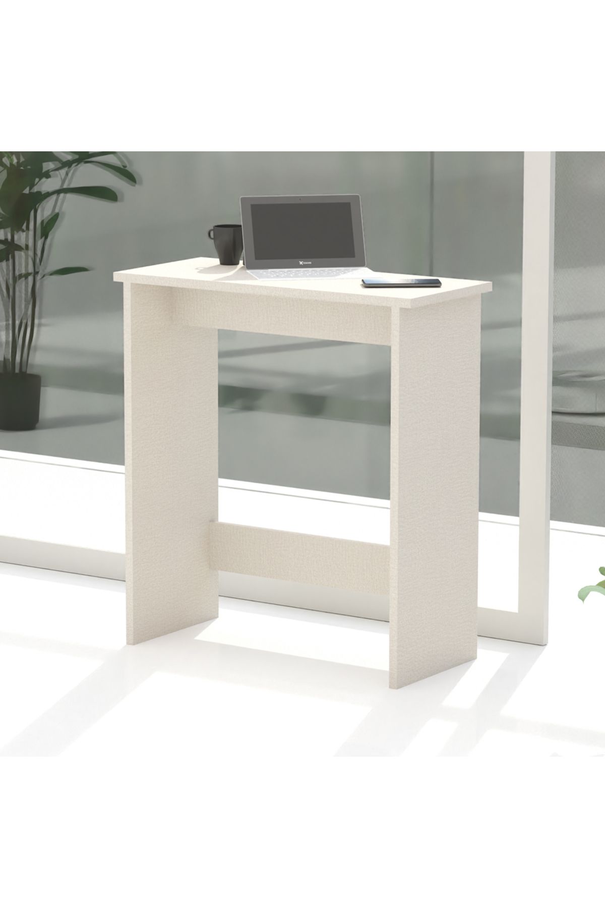 Mahmayi-Study Desk with Foot Rest Support, Executive Desks Ideal for Home and Office - Light Grey 5