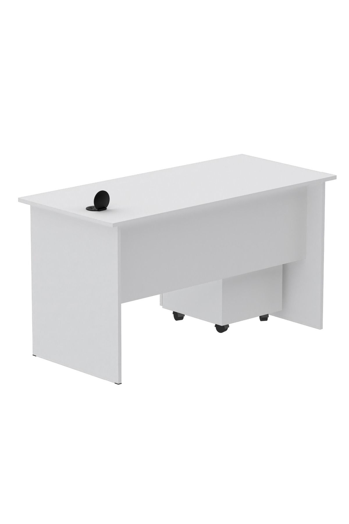 Mahmayi-MP1 100x60 Writing Table with Drawers - White with 51-1H Round Desktop Power Module 6