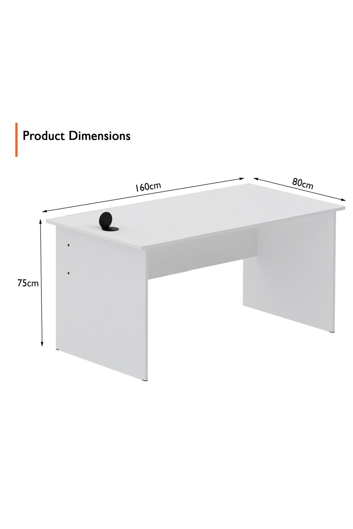 Mahmayi-Modern Writing Study Table With Round Desktop Power Module - White 3