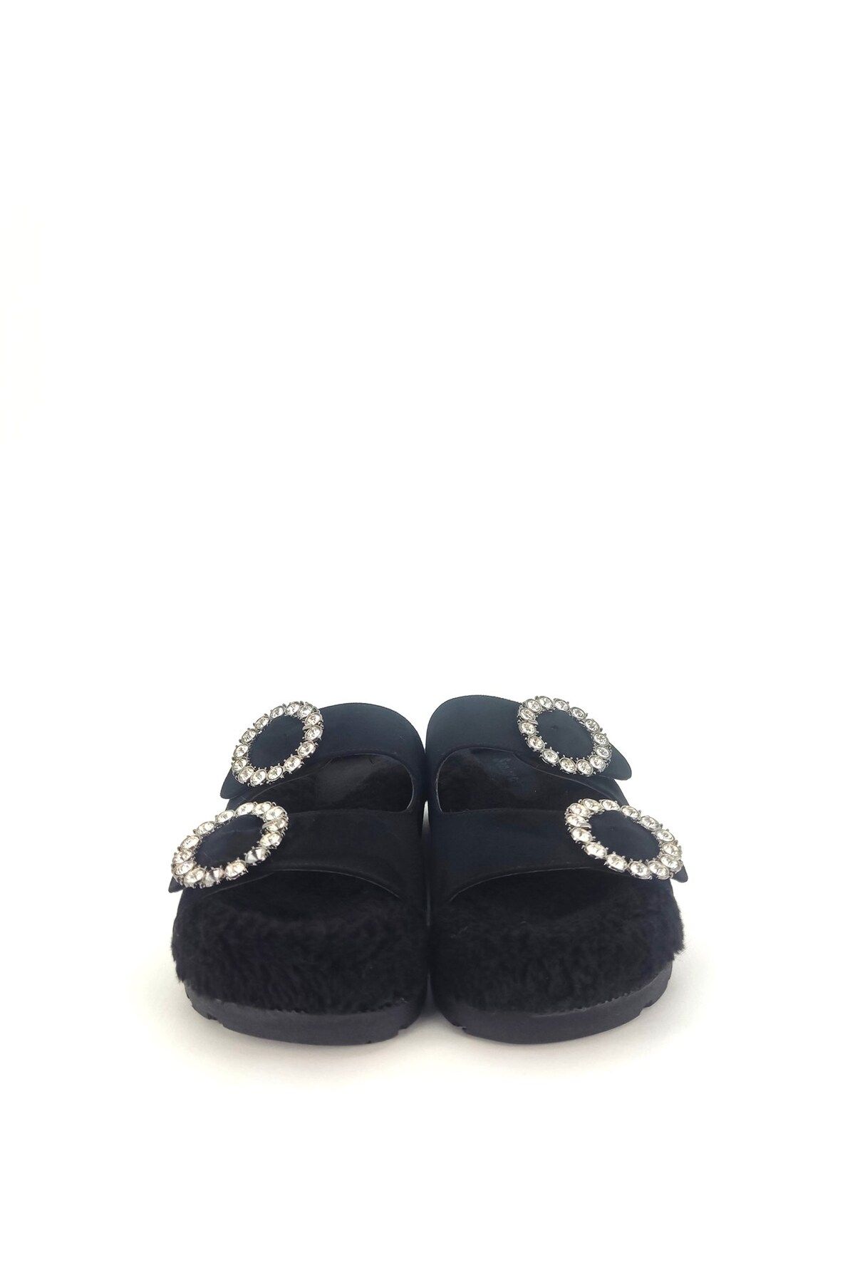 Seniorah-Luwis Black Women's House Slippers - Fur Inside, Plush Wool, Guest Dowry Bundle Bridal Design 3