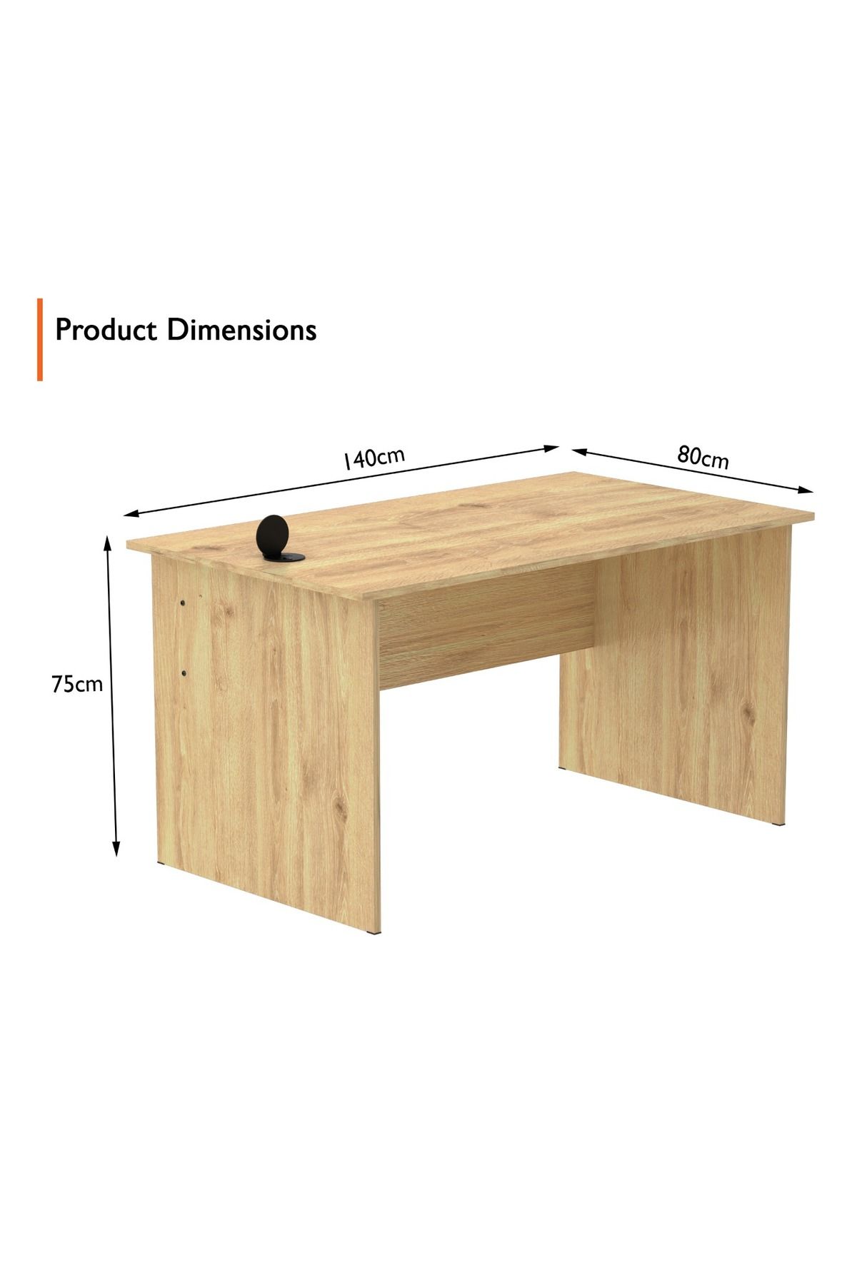 Mahmayi-Modern Writing Study Table With Round Desktop Power Module - Oak 3