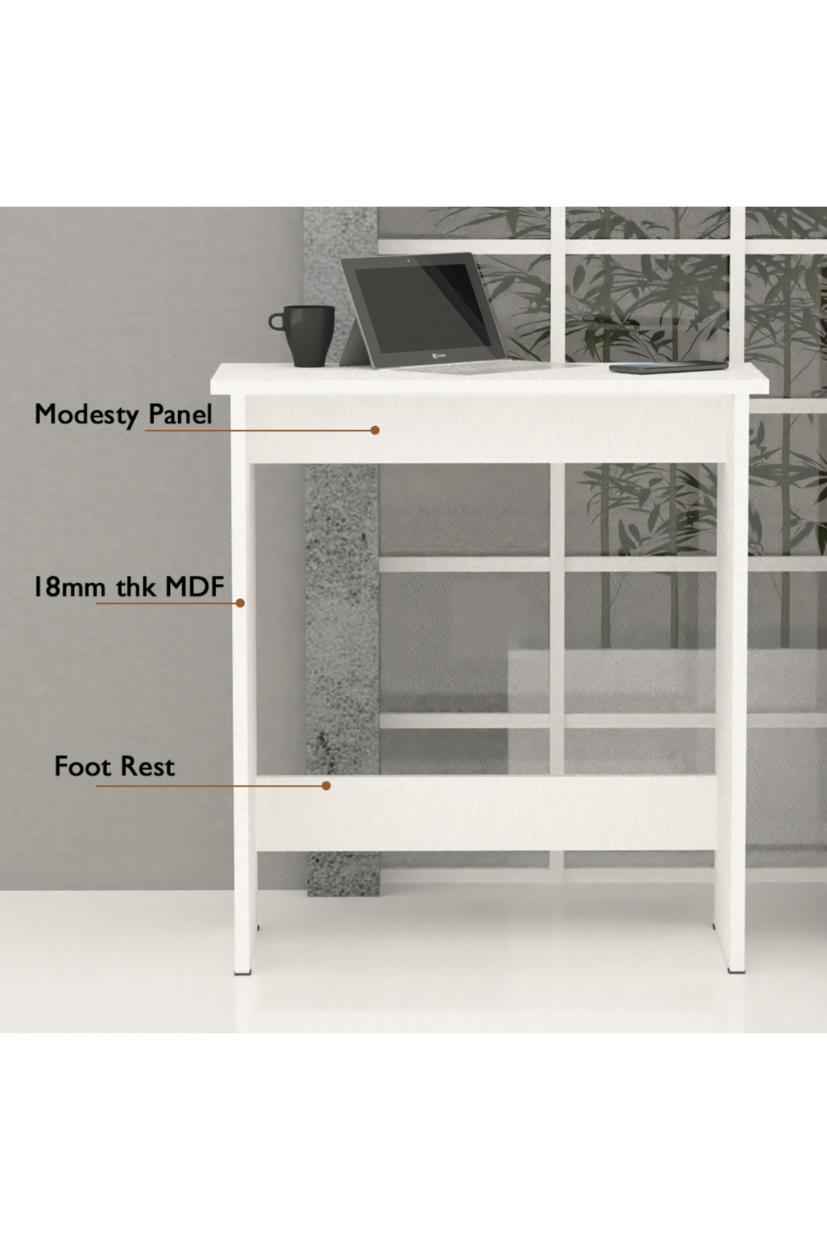 Mahmayi-Modern Study Desk with Foot Rest Support,Executive Desks Ideal for Office, White 3