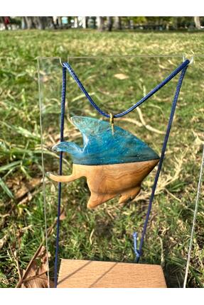 bo wood el yapımı zeytin ağacı epoksi melek balığı kolye