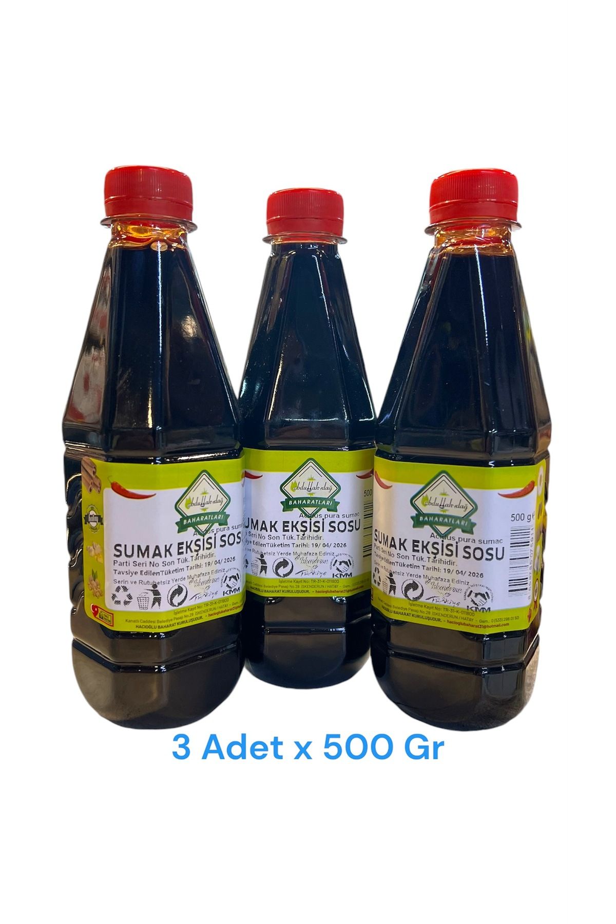 ABDULLAH DAĞ Hatay Yöresel Sumak Ekşisi Suyu Sıvı 500 ml - 500 gr / 3 Adet