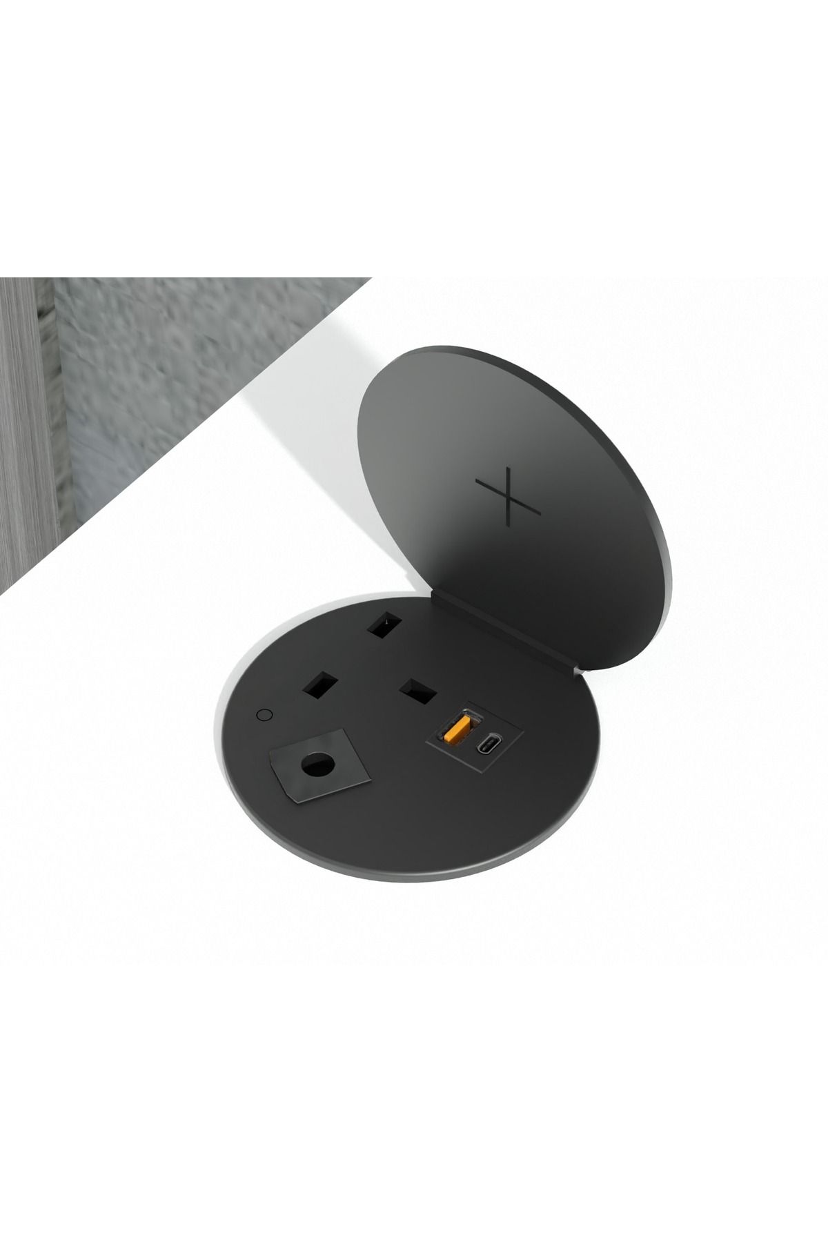 Mahmayi-Limited Edition Modern Executive Study Desks With Round Desktop Power Module - Apply Cherry 7