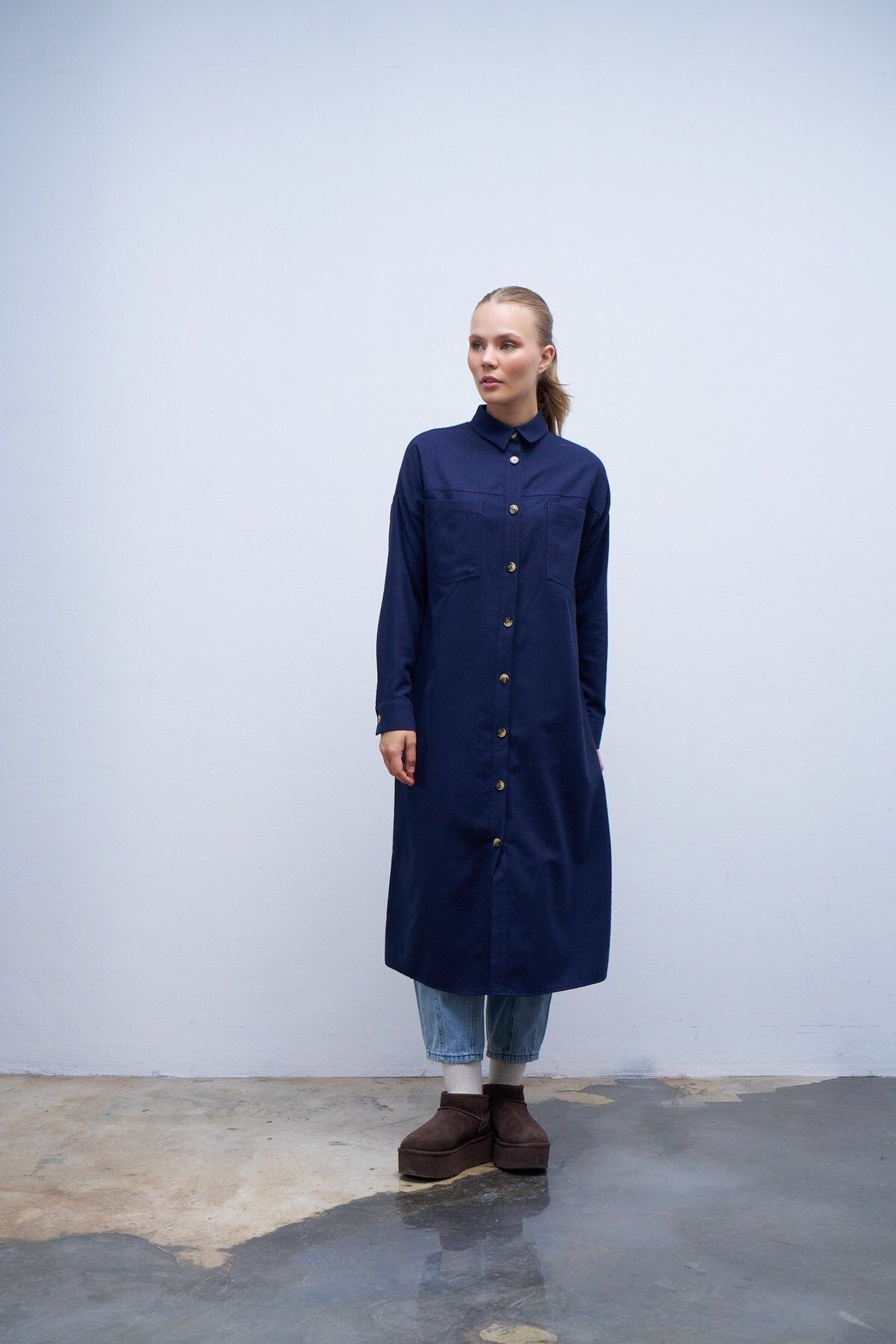 QANU-Navy Blue Belted Shirt 4