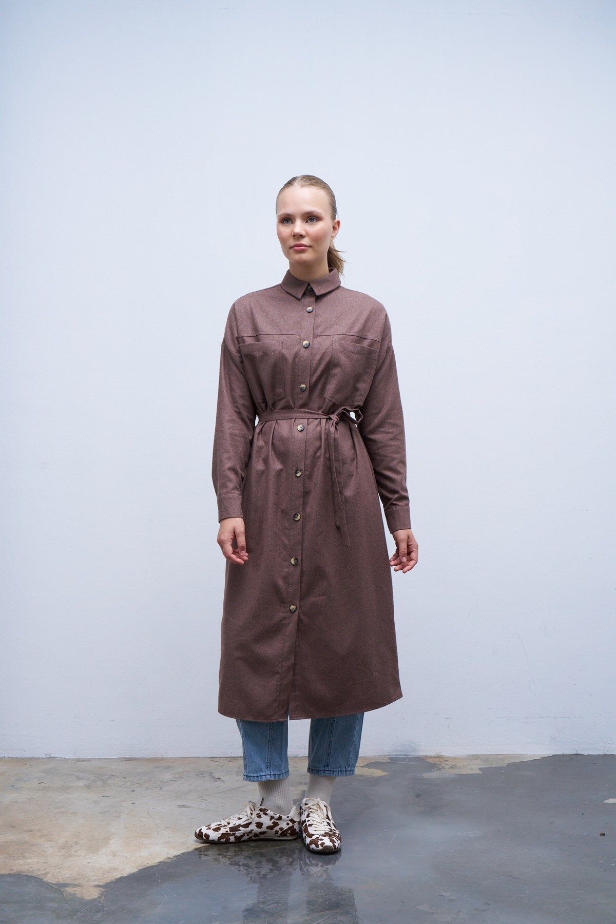 QANU-Brown Belted Shirt 3