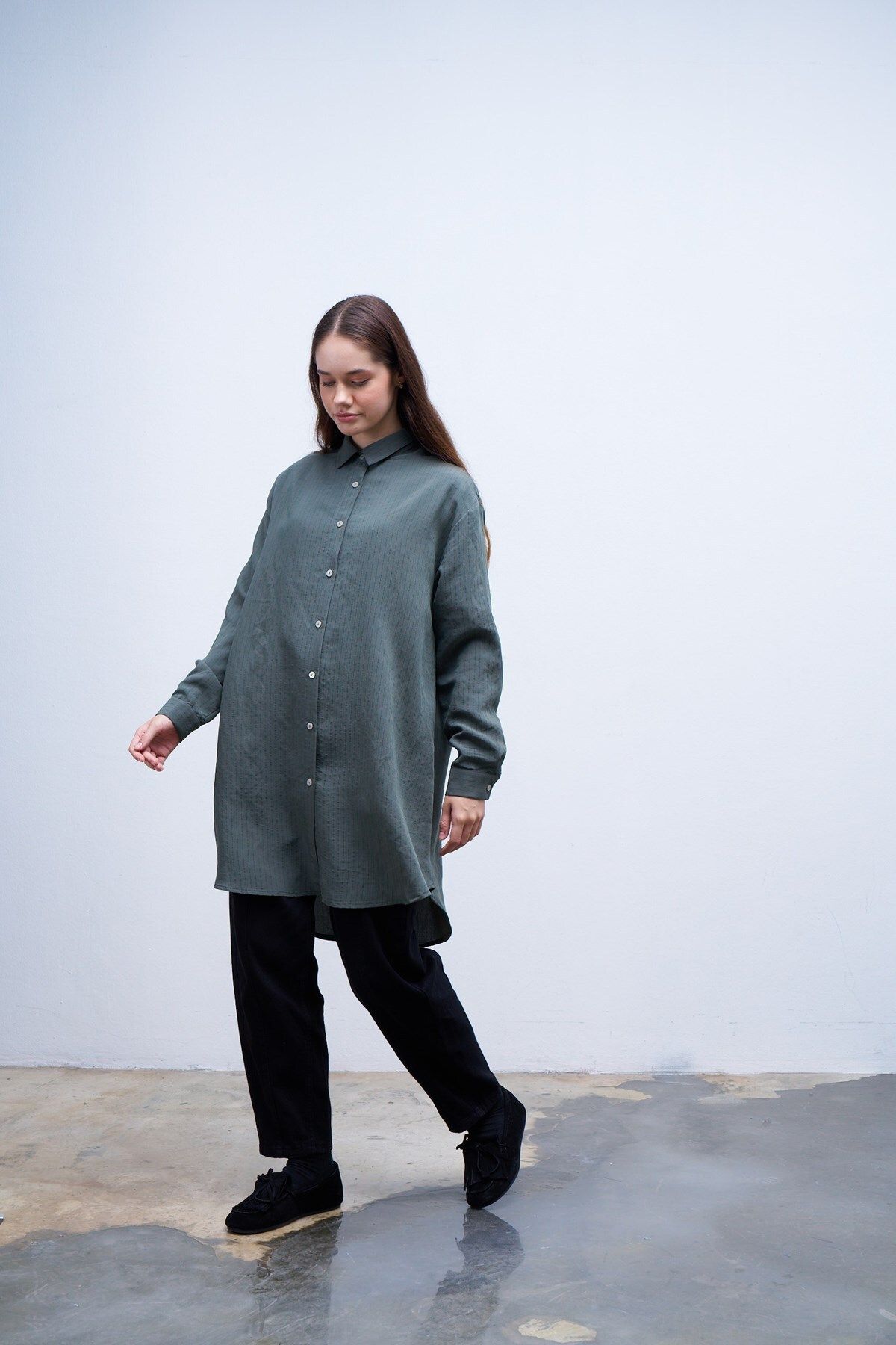 QANU-Green Striped Cheri Shirt 2