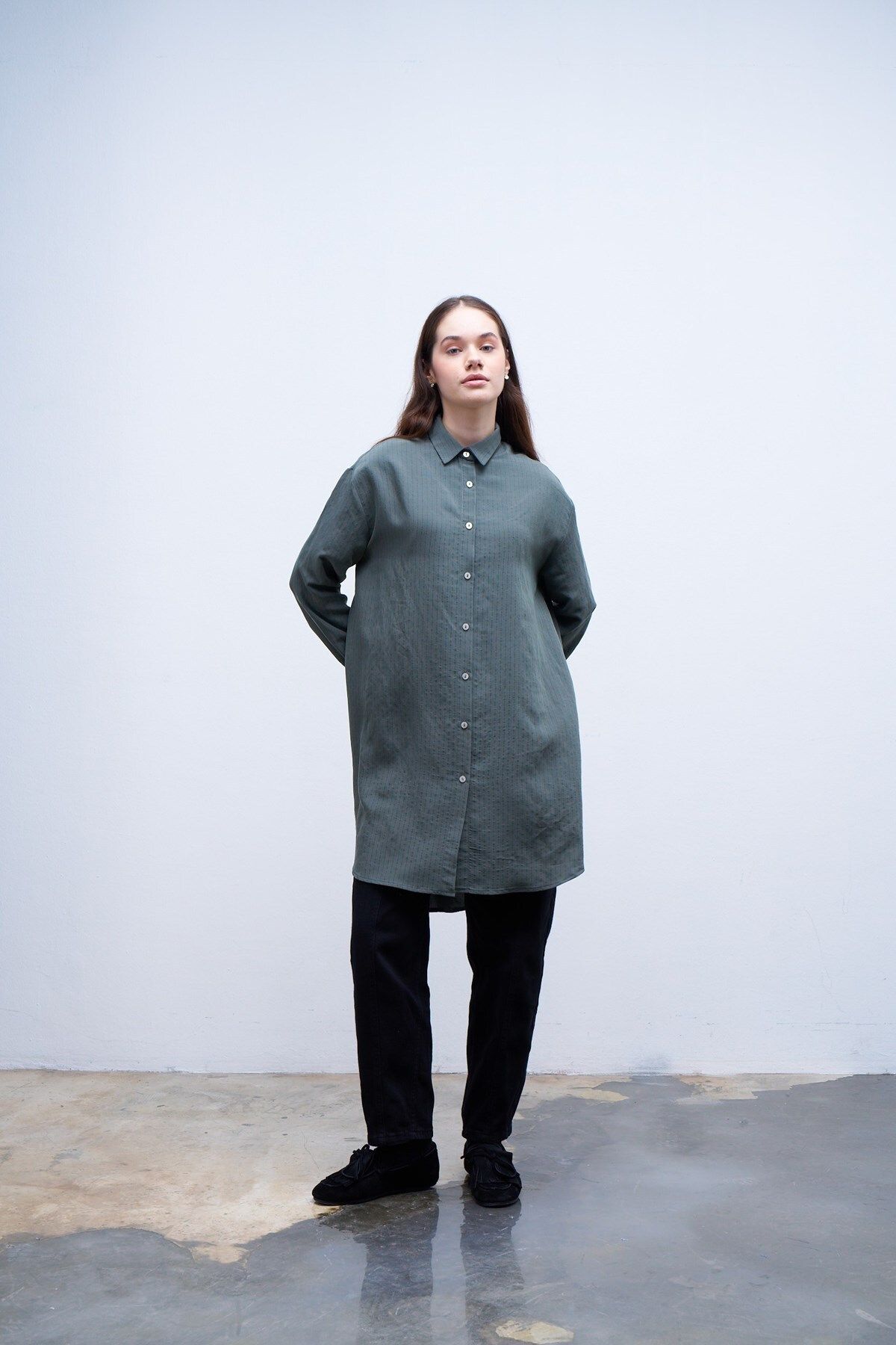 QANU-Green Striped Cheri Shirt 1