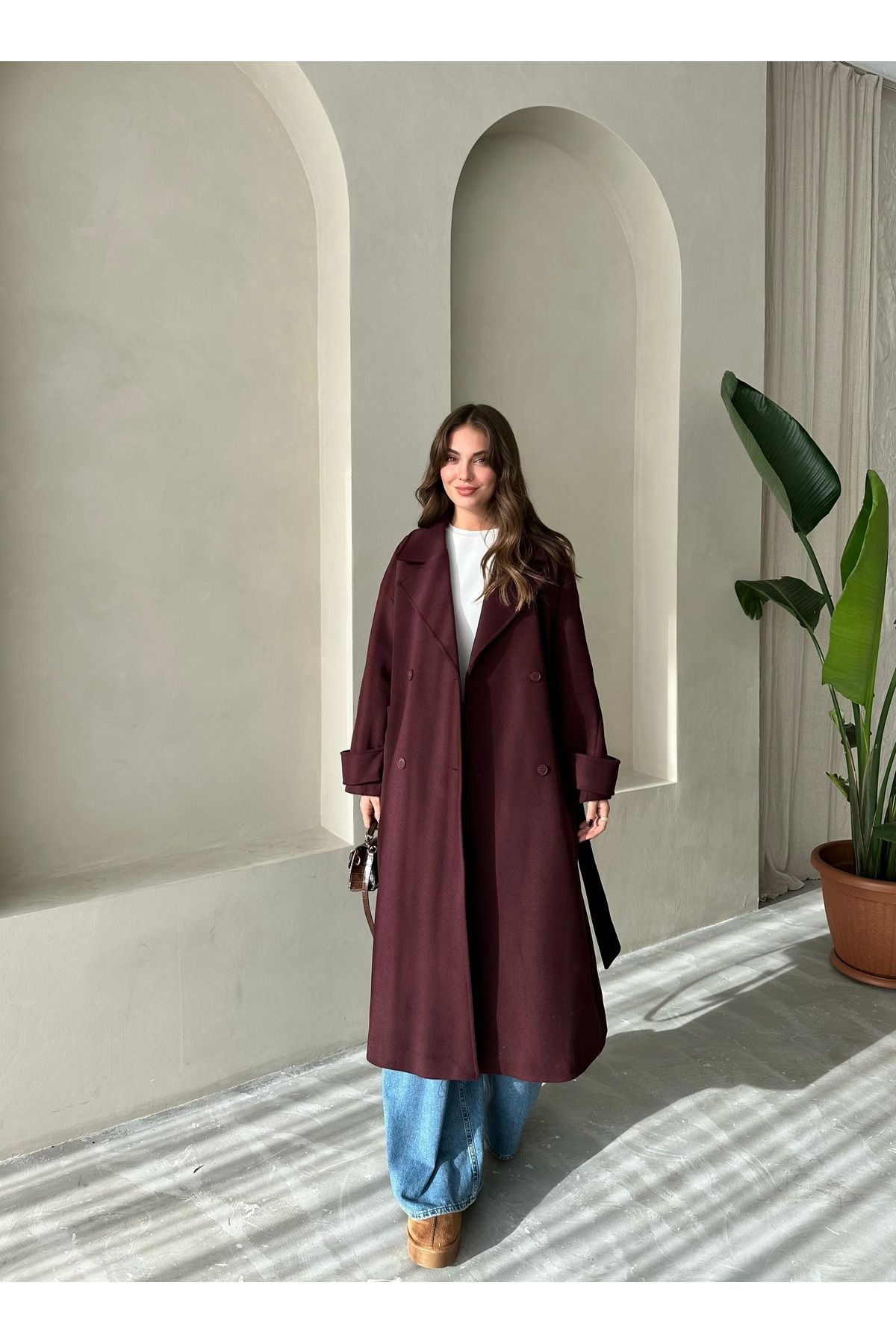 Laluvia-Plum New Tokyo Long Stamp Coat- 509029 4