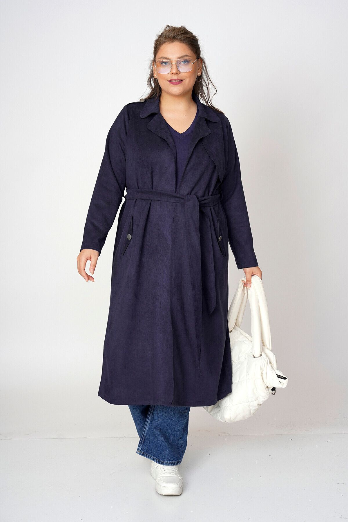 Büyük Moda-Suede Trench Coat 4