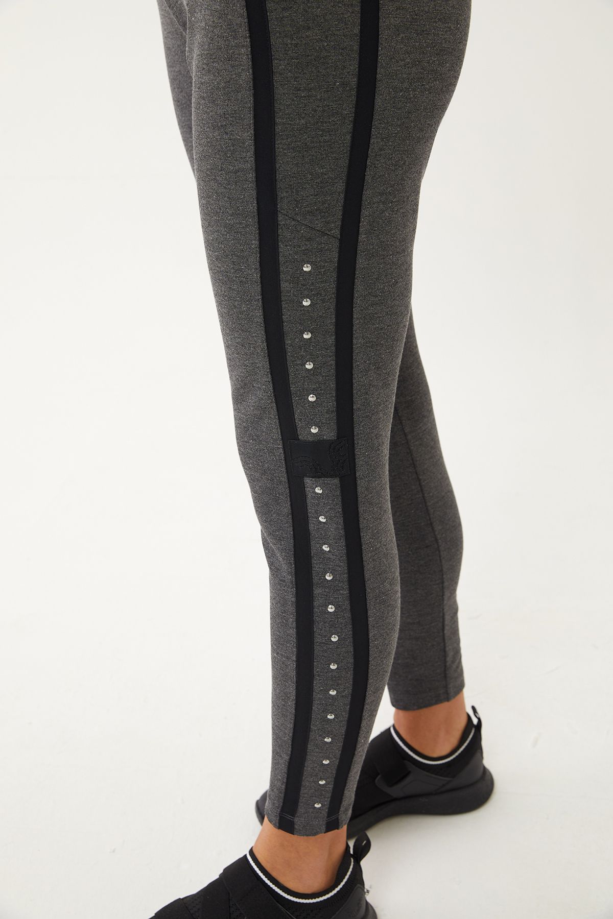 bilcee-High Waist Stretchy Fashion Leggings - Anthracite Melange Skinny Skinny Leg Women's Trousers 1576 5