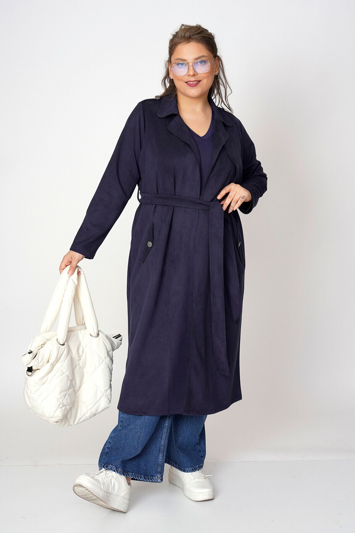 Büyük Moda-Suede Trench Coat 2