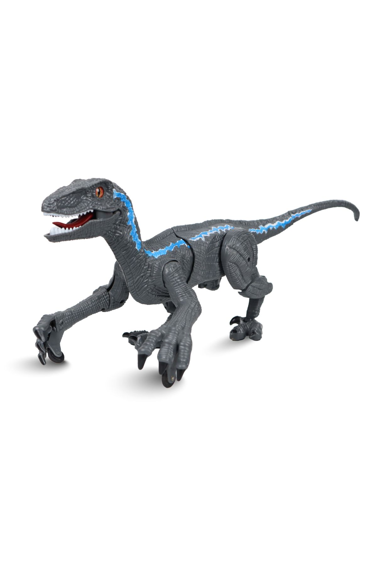 Sesli ve Yürüyen Hareketli Velociraptor Dinozor Gri - 2