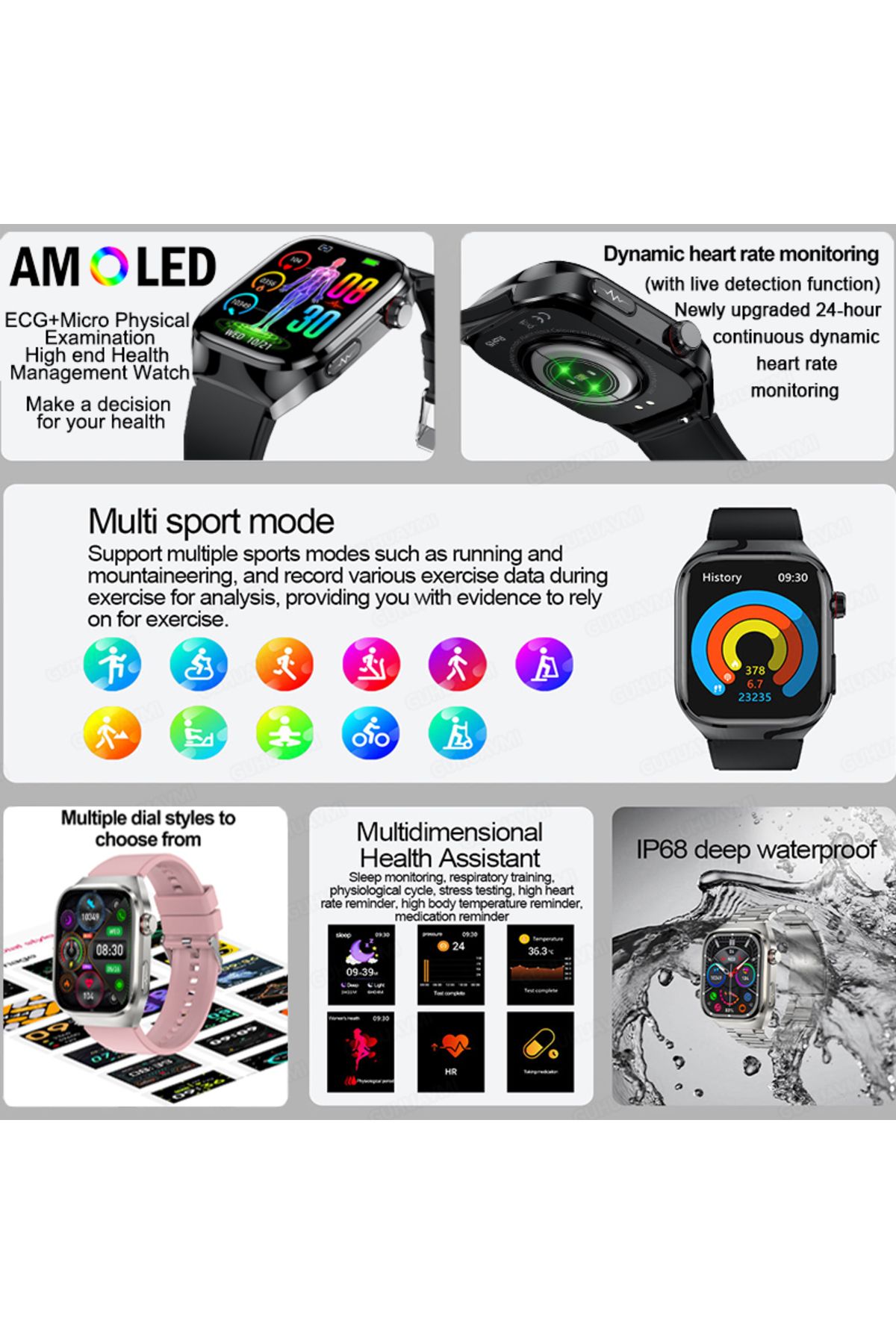 Choice-Blood Sugar ECG+PPG Smart Watch Men Women Blood Fat Uric acid BP Body Health inspect Bluetoothcal... 7