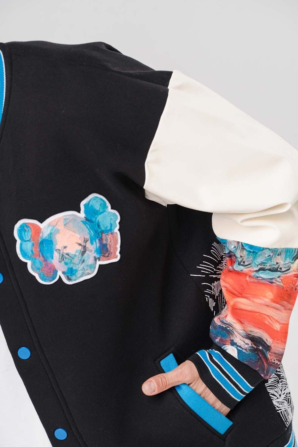 go gang own-Kaws Patch Detailed College Jacket 2