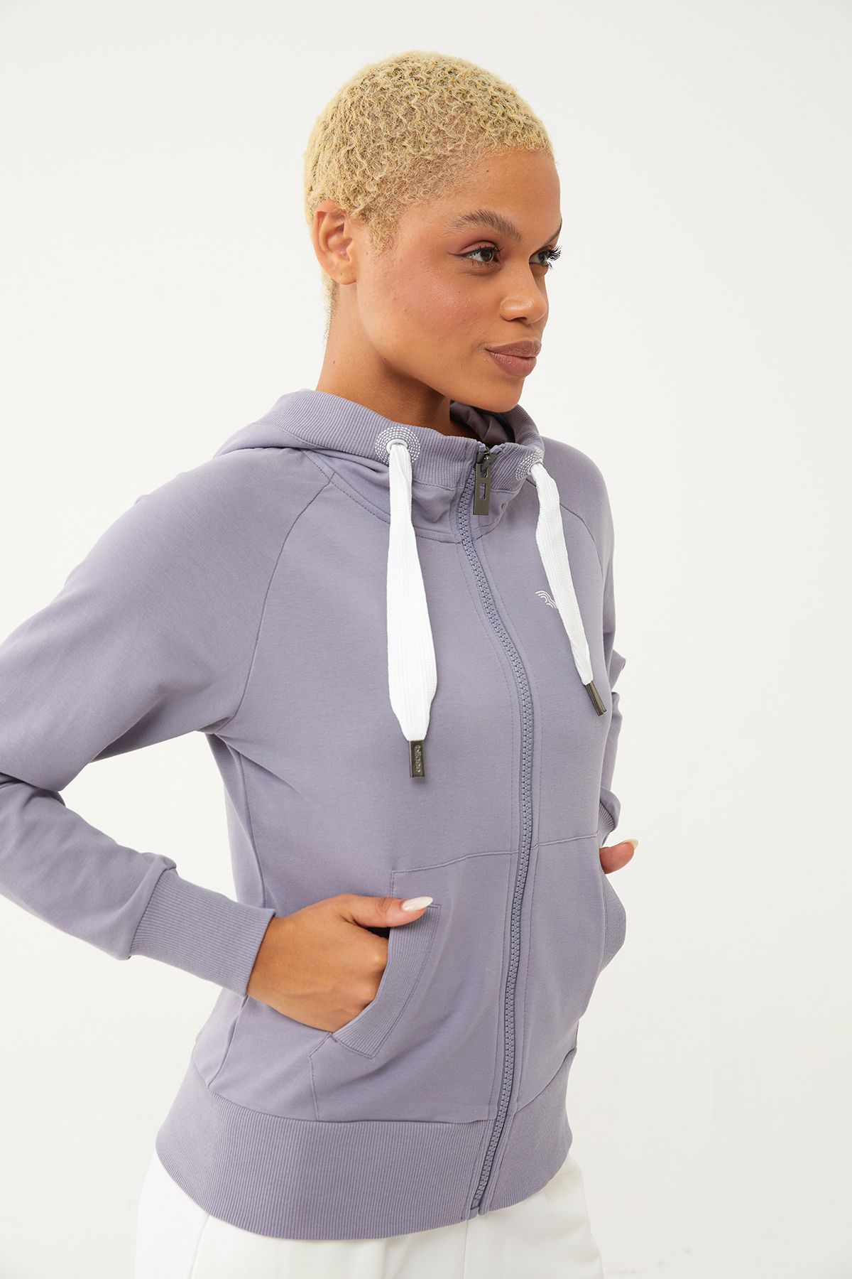 bilcee-Light Granite Organic Cotton Hooded Tracksuit - Zippered, Sports & Casual Basic 0728 2