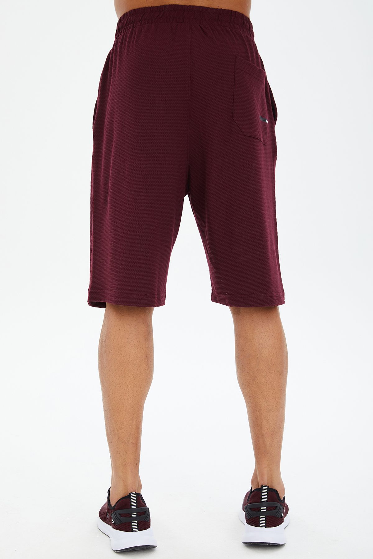 bilcee-Men's Claret Red Soft Textured Oversize Crew Neck Short Sleeve Sports T-Shirt Shorts Suit 0690 8