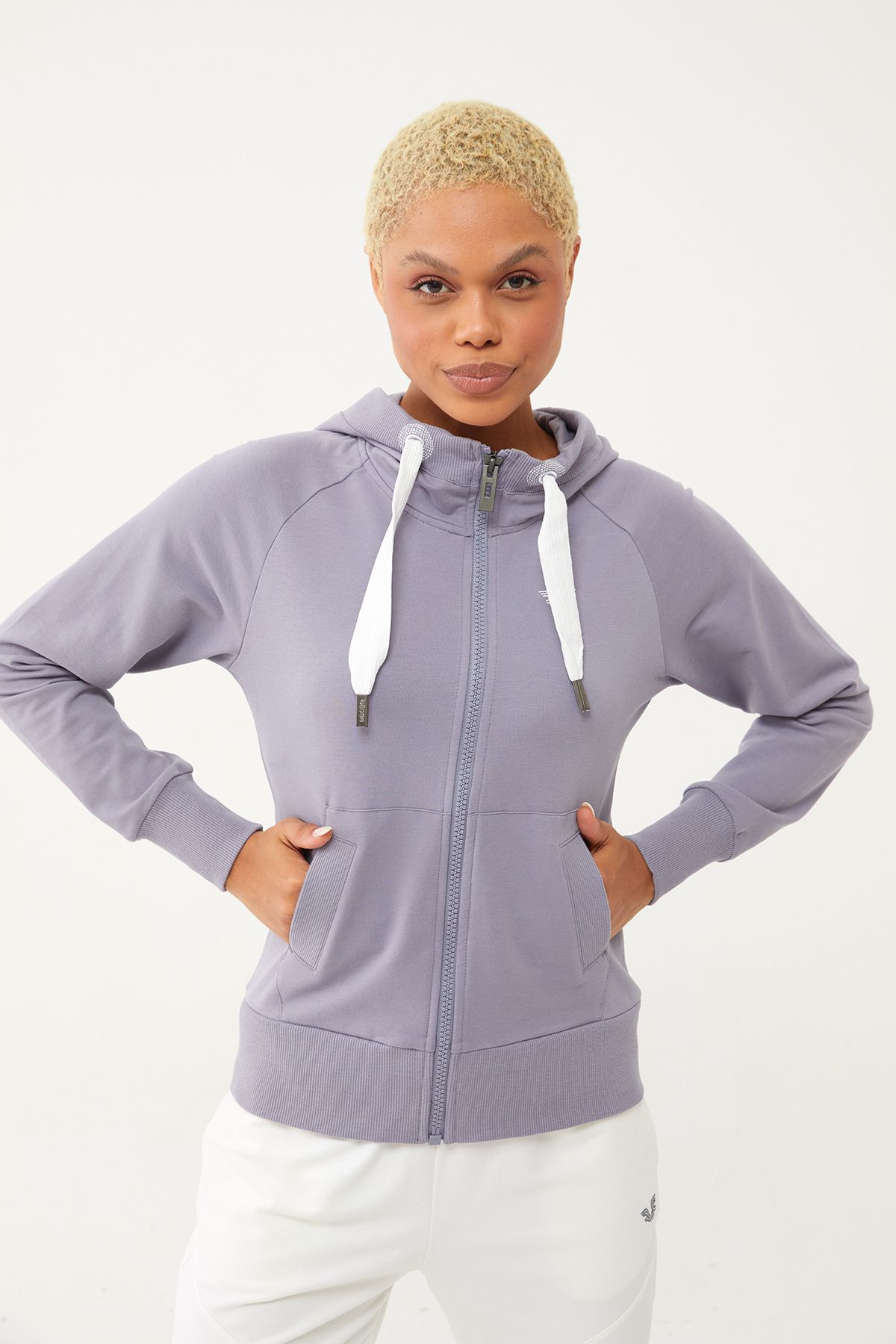 bilcee-Light Granite Organic Cotton Hooded Tracksuit - Zippered, Sports & Casual Basic 0728 1