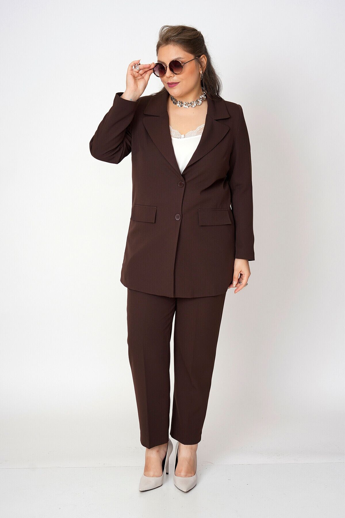 Büyük Moda-Curved Sleeve Blazer Jacket 4