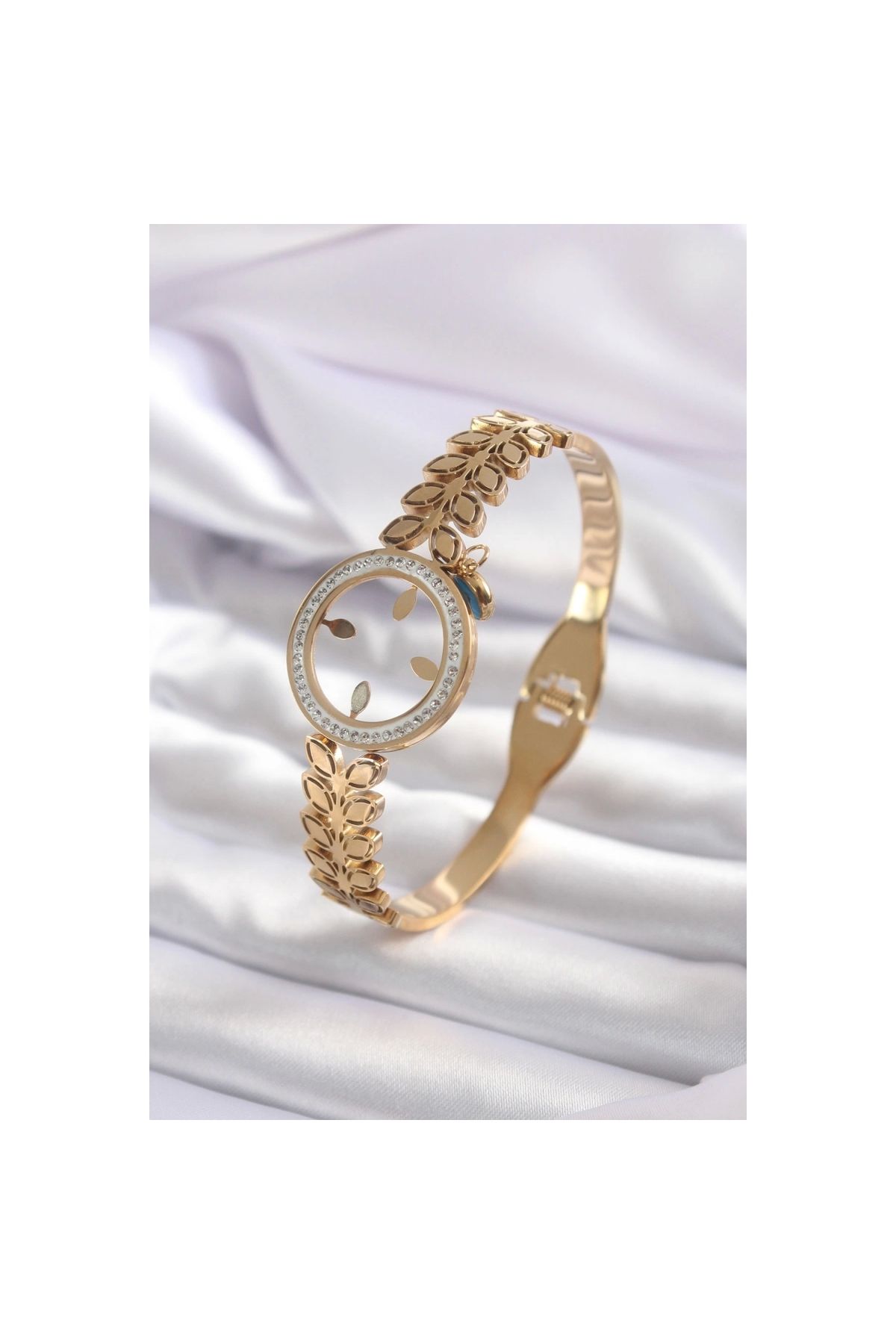 Narnuga 316L Çelik Gold Renk Takılabilen Zirkon Taş Detay Kadın Kelepçe - TJ-BB5548
