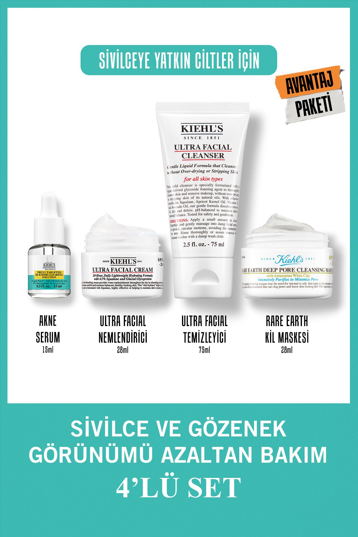 Sivilce Ve Gözenek Görünümü Azaltan Bakım 4’lü Set