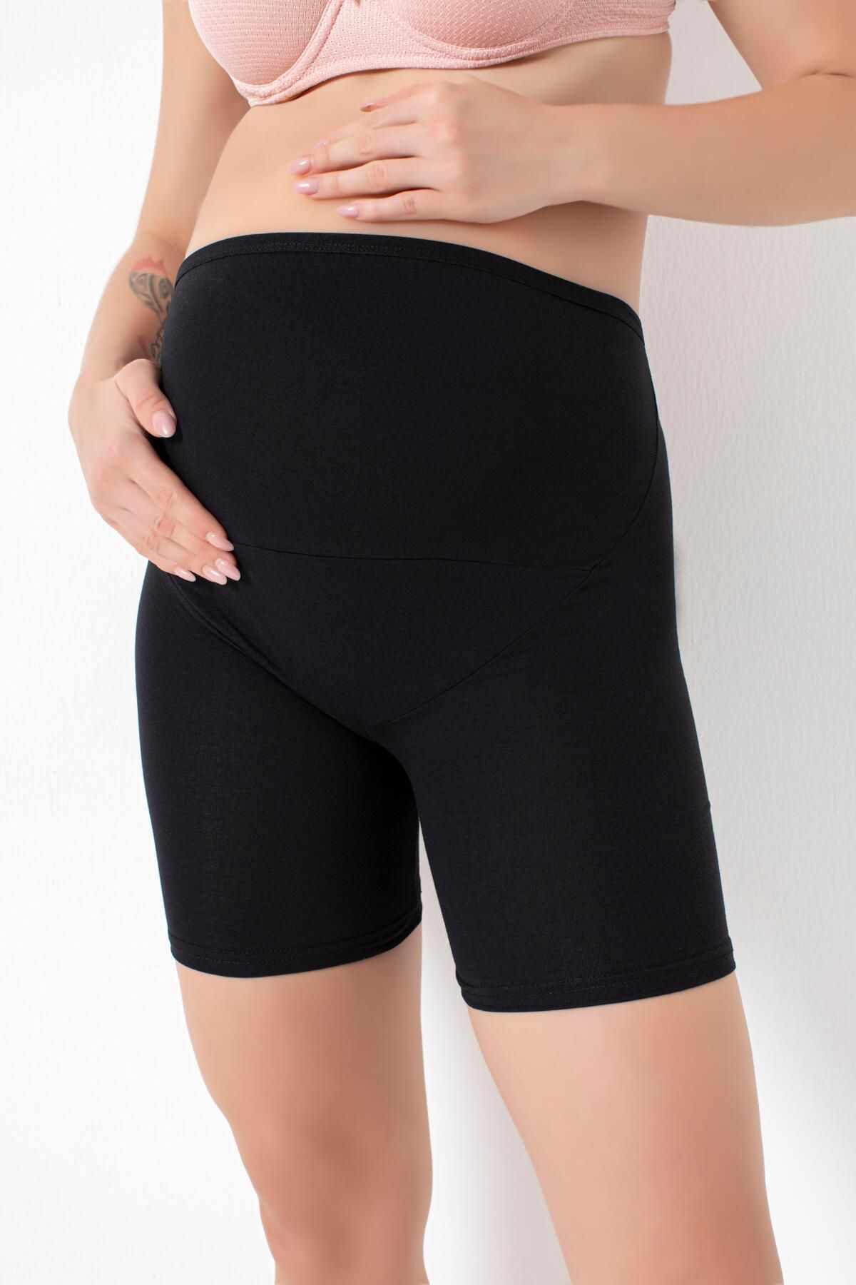 Arma Yıldız-Black Cotton Lycra Maternity Boxer Shorts 3