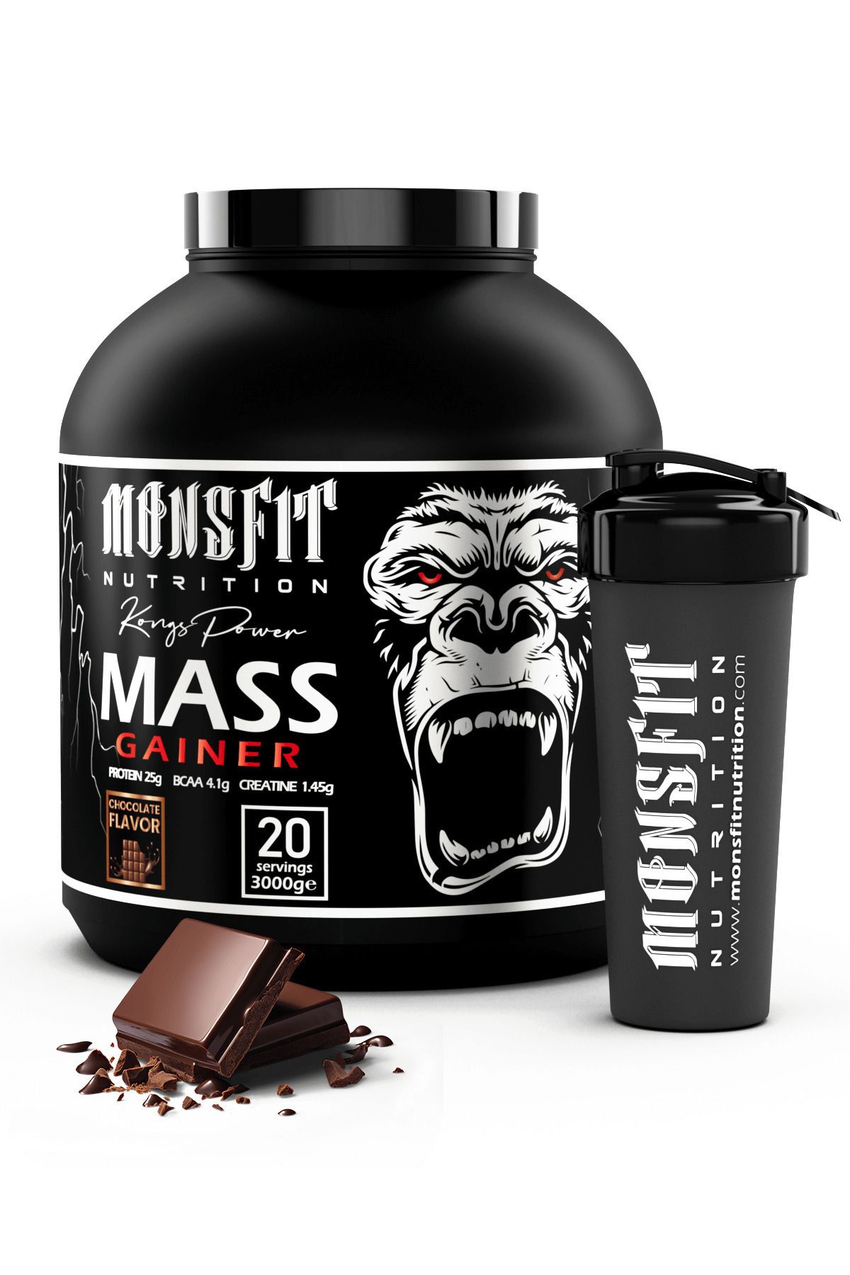 MONSFİT Mass Gainer 3.000 G (20 SERVİS) - Kilo Alımına Yardımcı (ÇİKOLATA AROMALI)