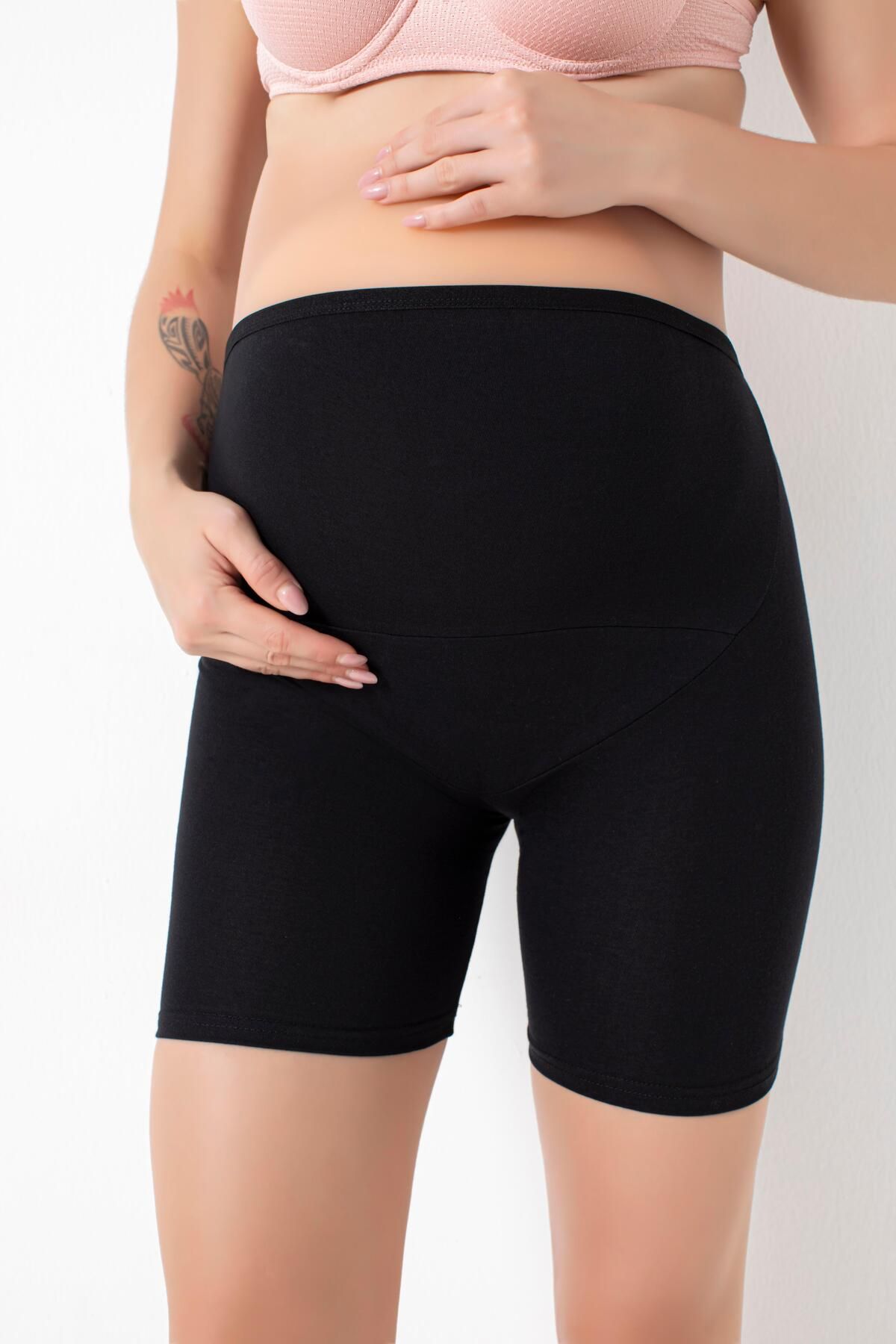 Arma Yıldız-Black Cotton Lycra Maternity Boxer Shorts 2