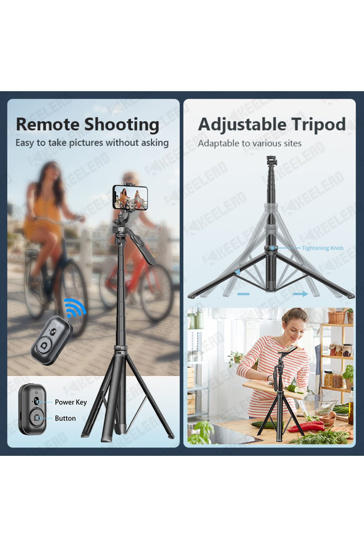 KEELEAD-Balance Steady Wireless Selfie Stick 80.9inch Tripod with Wireless Bluetooth Monopod for Gopro Ac... 6