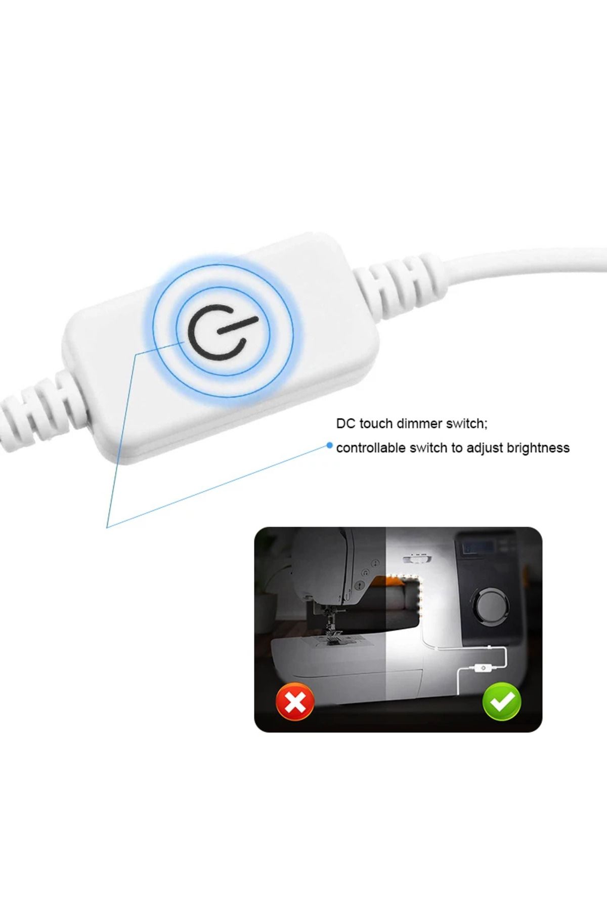 Choice-USB 5V 1m 2m 3m LED Sewing Machine Light Strip Kit SMD2835 White Lighting With Touch Switch Flexi... 4