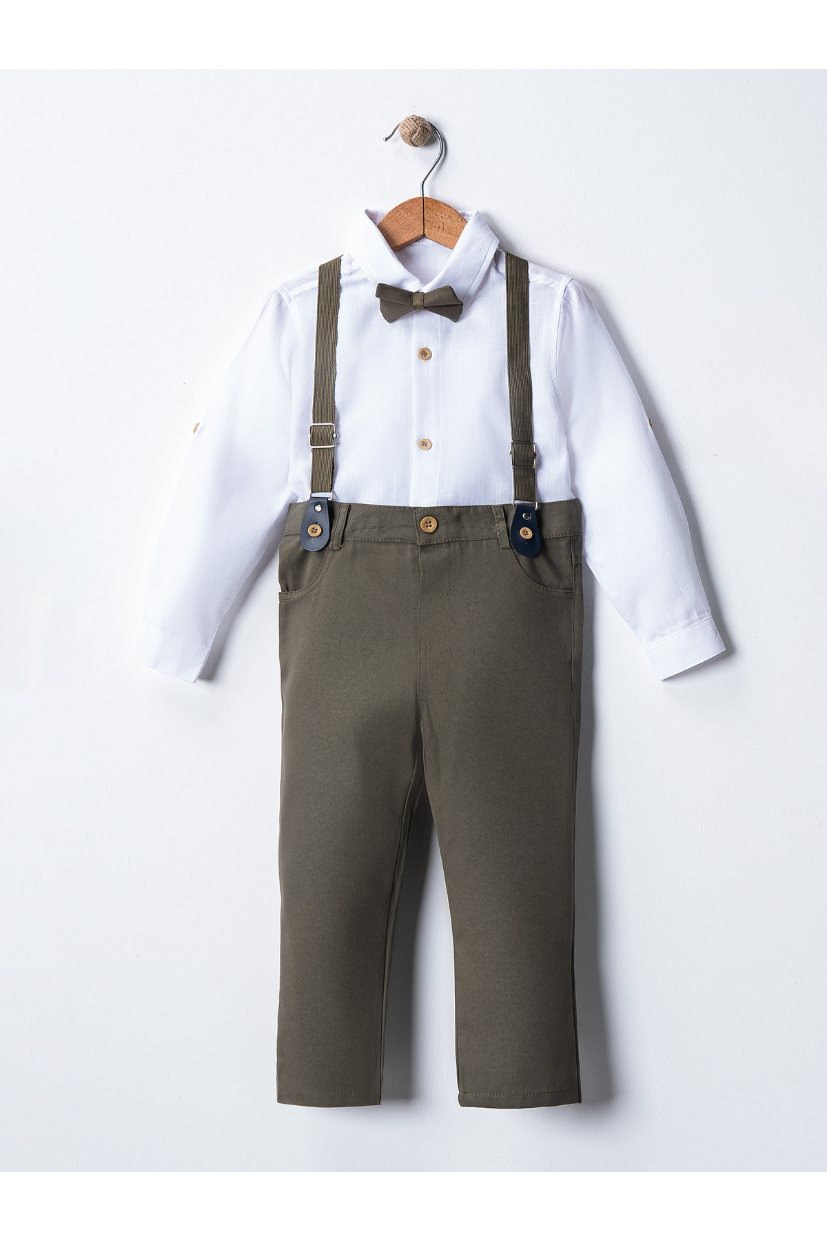 Çelix Kids Bebek&Çocuk Salopet Takım Pantolon Gömlek Papyon fotoğrafı 2 (önizleme)