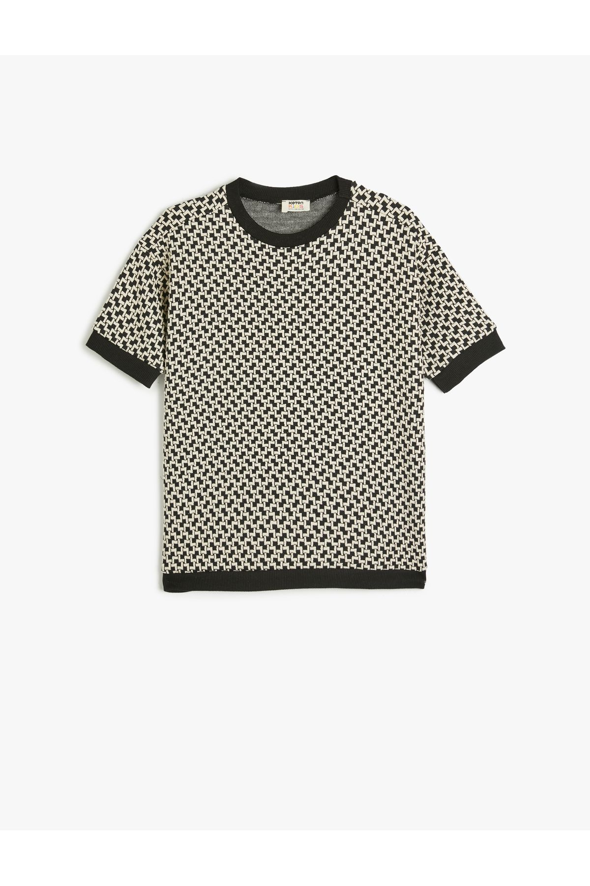 Koton Gestricktes Jacquard-kurzarm-sweatshirt Mit Rundhalsausschnitt für Jungen - 5–6 Jahre