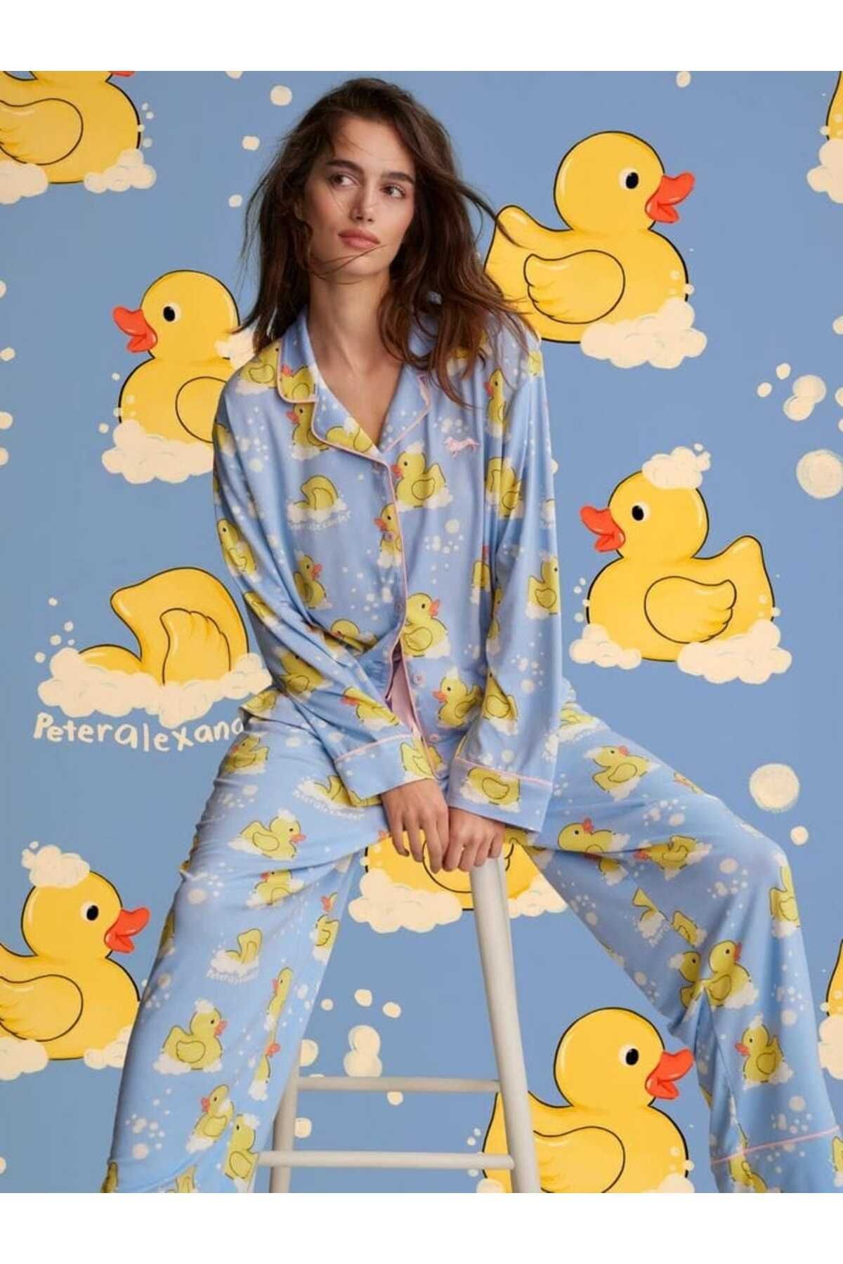 PEMBİŞ HOMEWEAR-Duck Shirt Collar Pajama Set 1