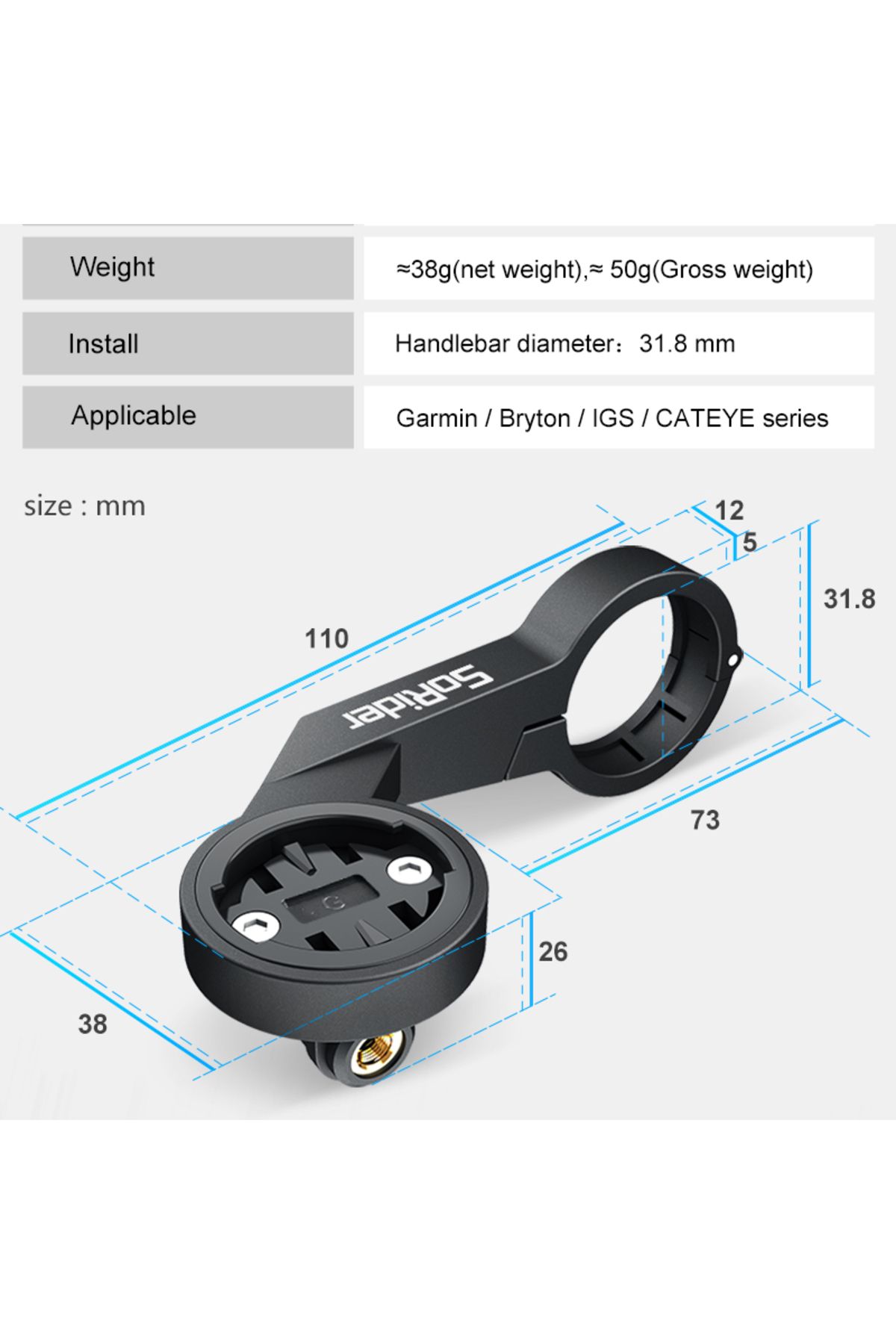 XOSS-Vortex Speed Cadence Sensor X2 Heart Rate Monitor S1 Bike Computer GPS Mount For GARMIN iGPS... 5