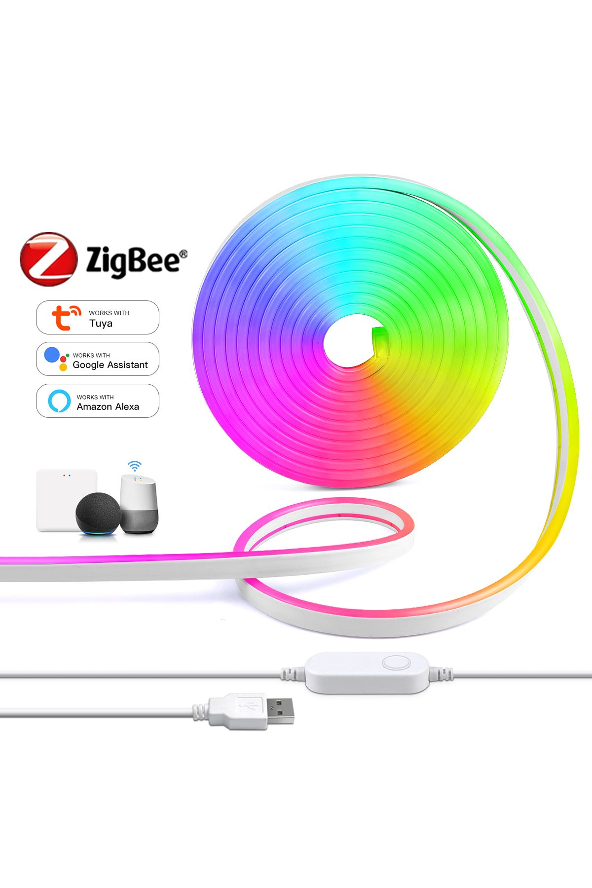 Lcamaw-RGB Neon Light 5V USB LED Strip Lights Zigbee 3.0 Controller Need Gateway Hub Bridge for Tuya Sma... 1