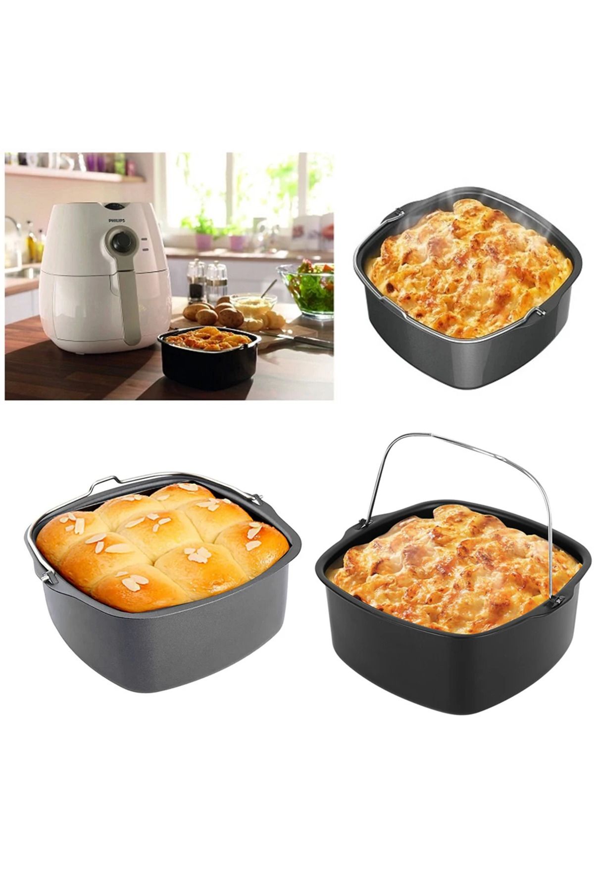 Choice-Air Fryer Non-stick Cake Baking Tray Basket for Philips Baking Dish Pan Air Fryer Kitchen Airfrye... 5
