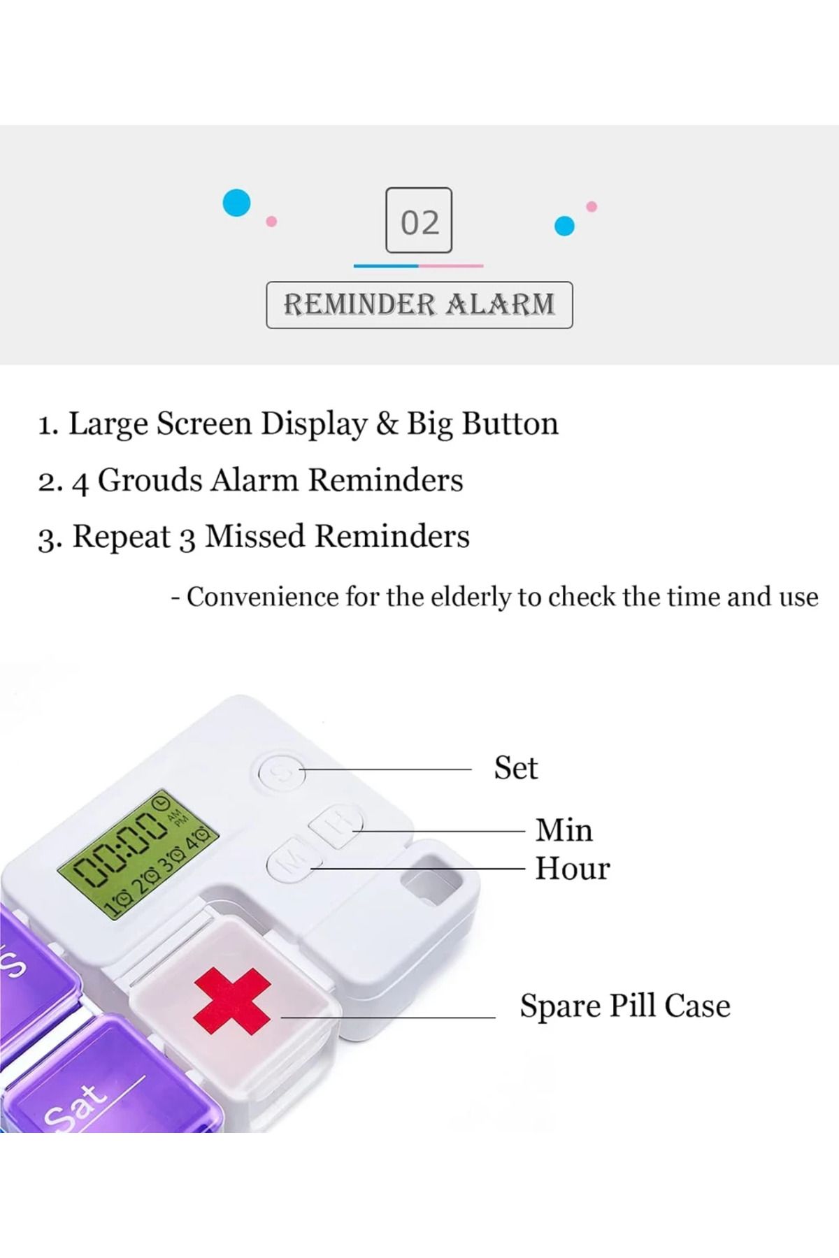 Choice-Weekly Pill Organizer 2 Times A Day with Timer Reminder Alarm Am Pm Daily Travel Pill Case 7 Day ... 4